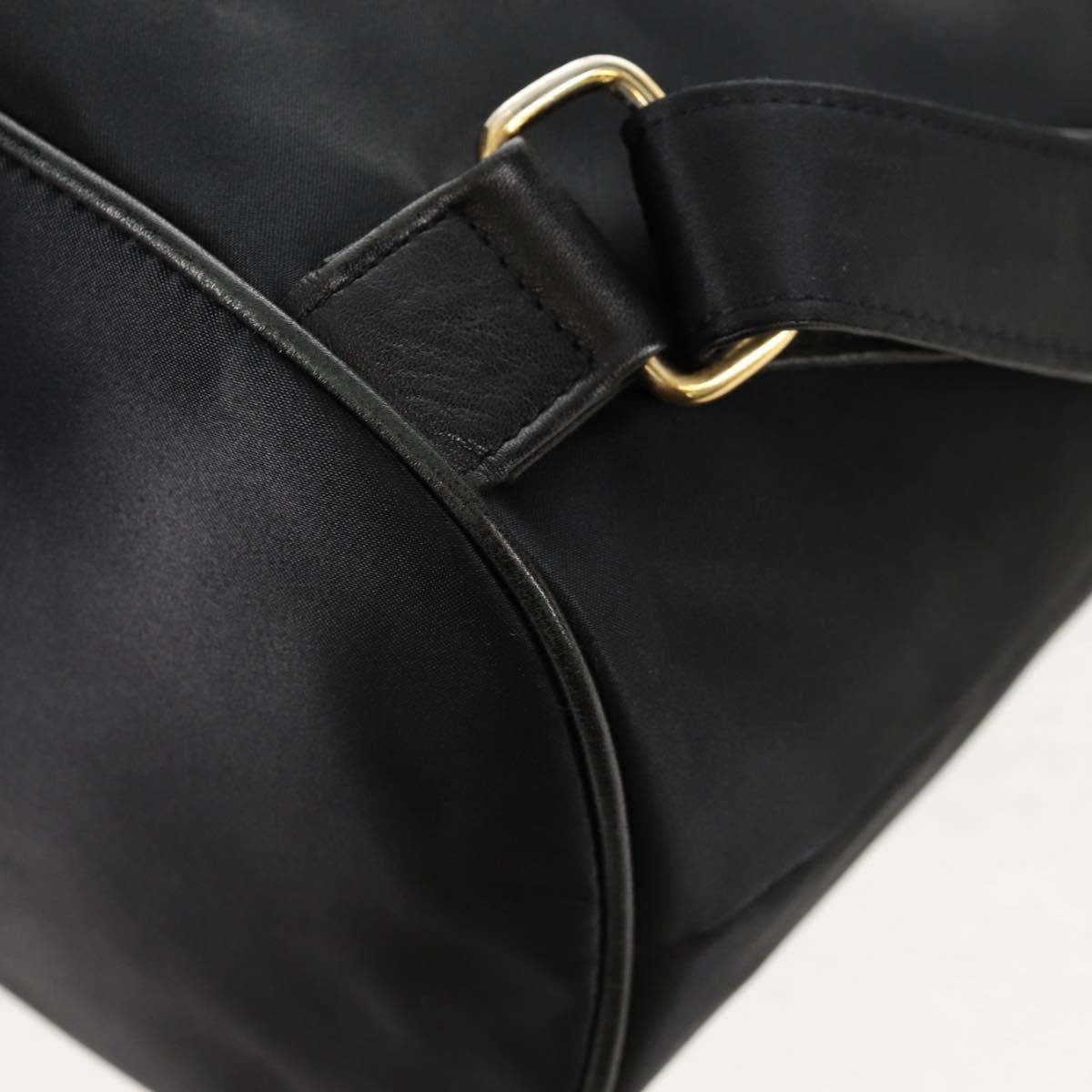 VALENTINO Backpack Nylon Leather Black Gold Auth BA8694