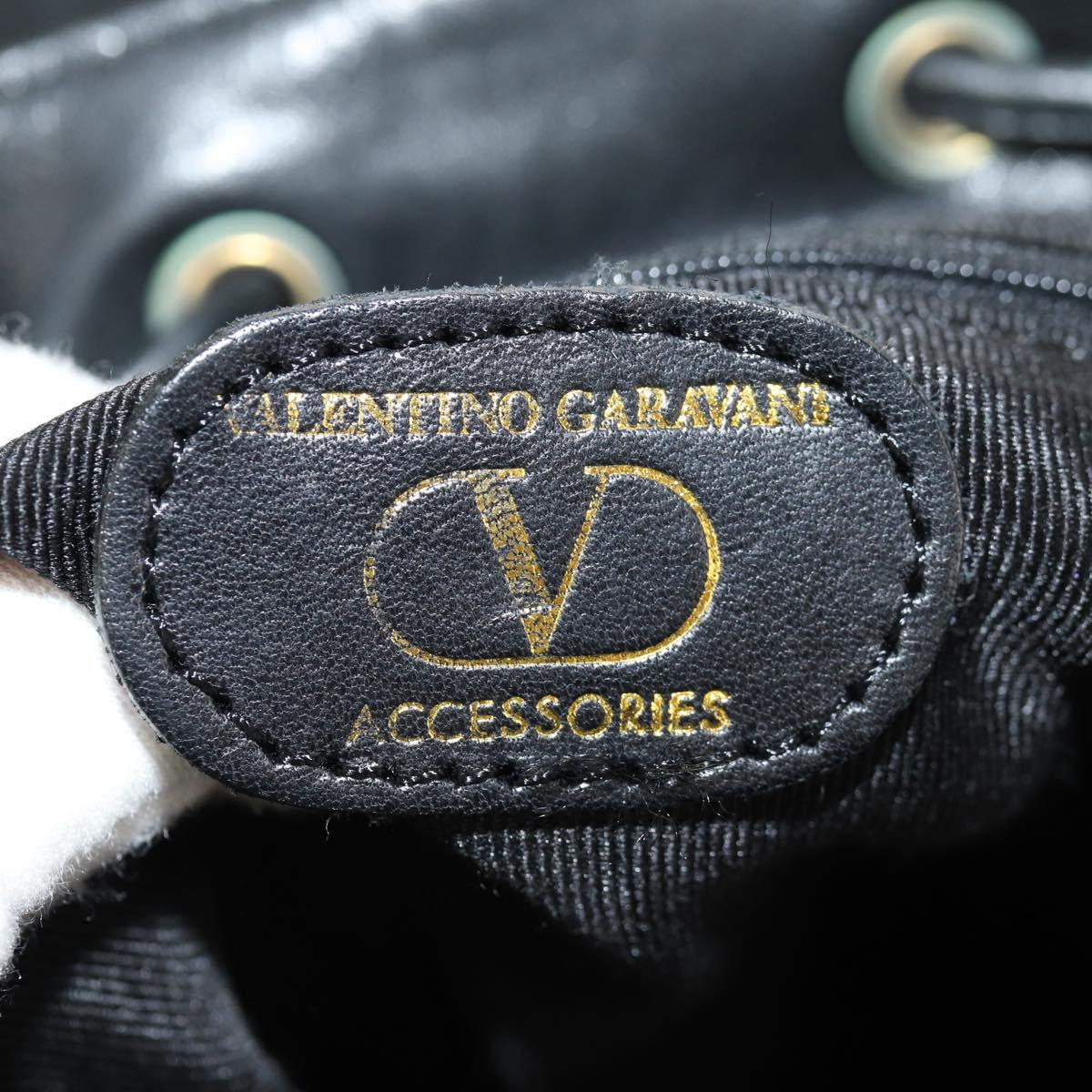 VALENTINO Backpack Nylon Leather Black Gold Auth BA8694