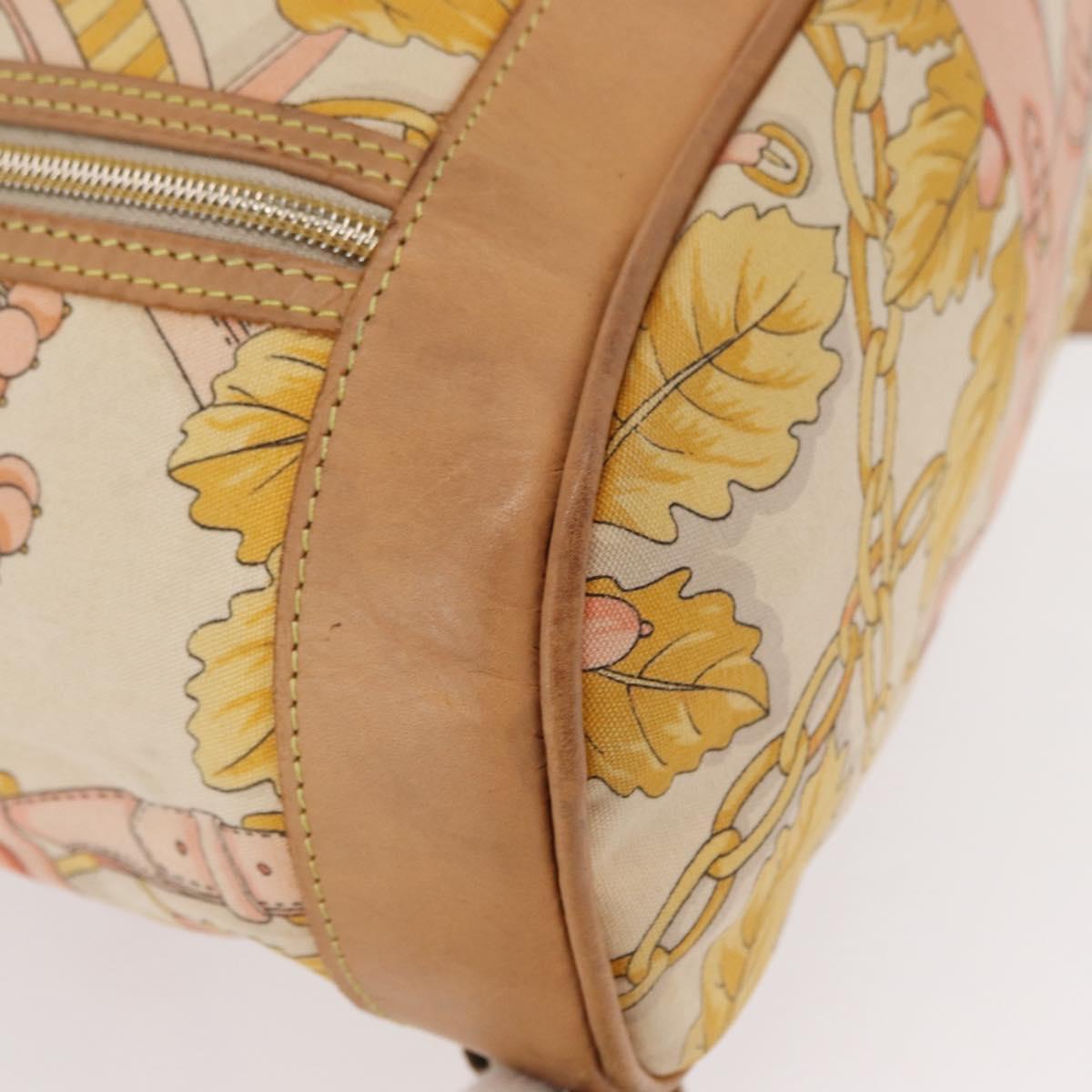 LOEWE Backpack Canvas Leather Beige Gold Auth BA8695