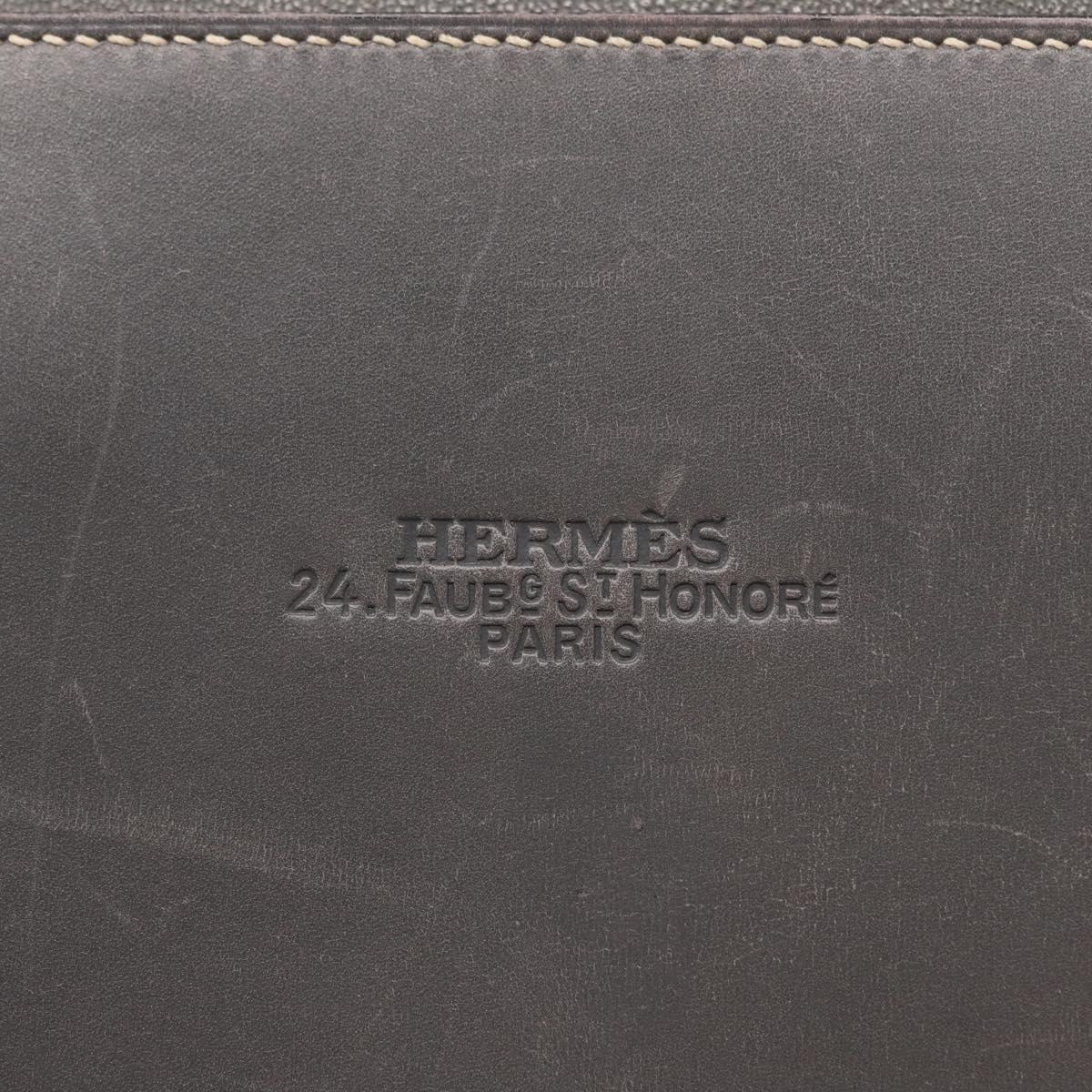 HERMES Lucy PM Hand Bag Leather Gray Auth BA8697