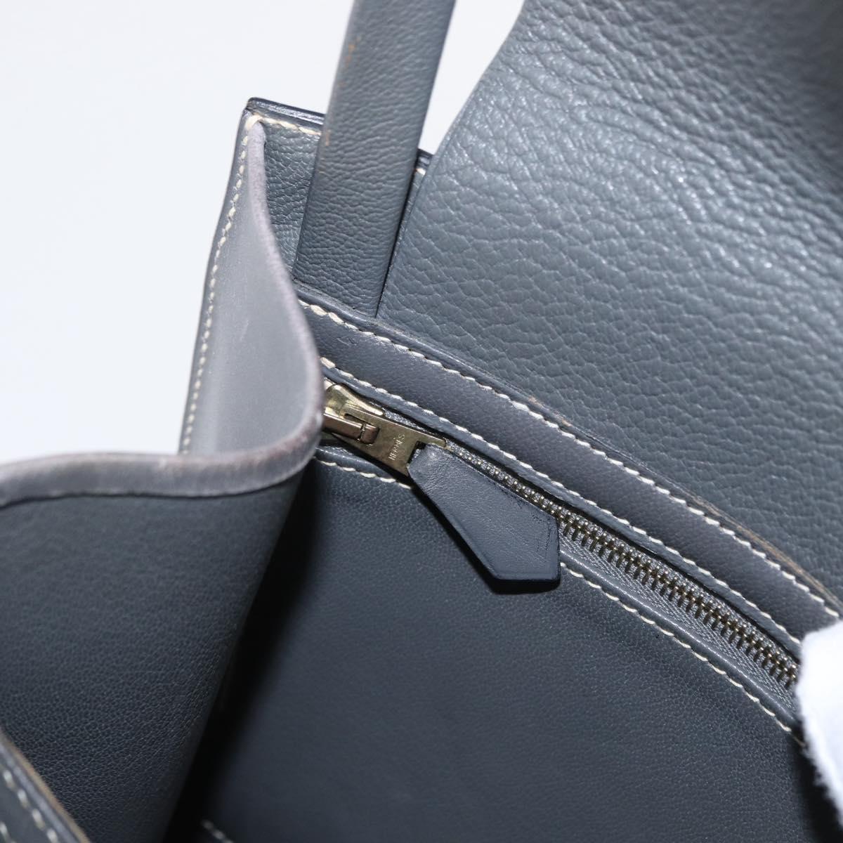 HERMES Lucy PM Hand Bag Leather Gray Auth BA8697