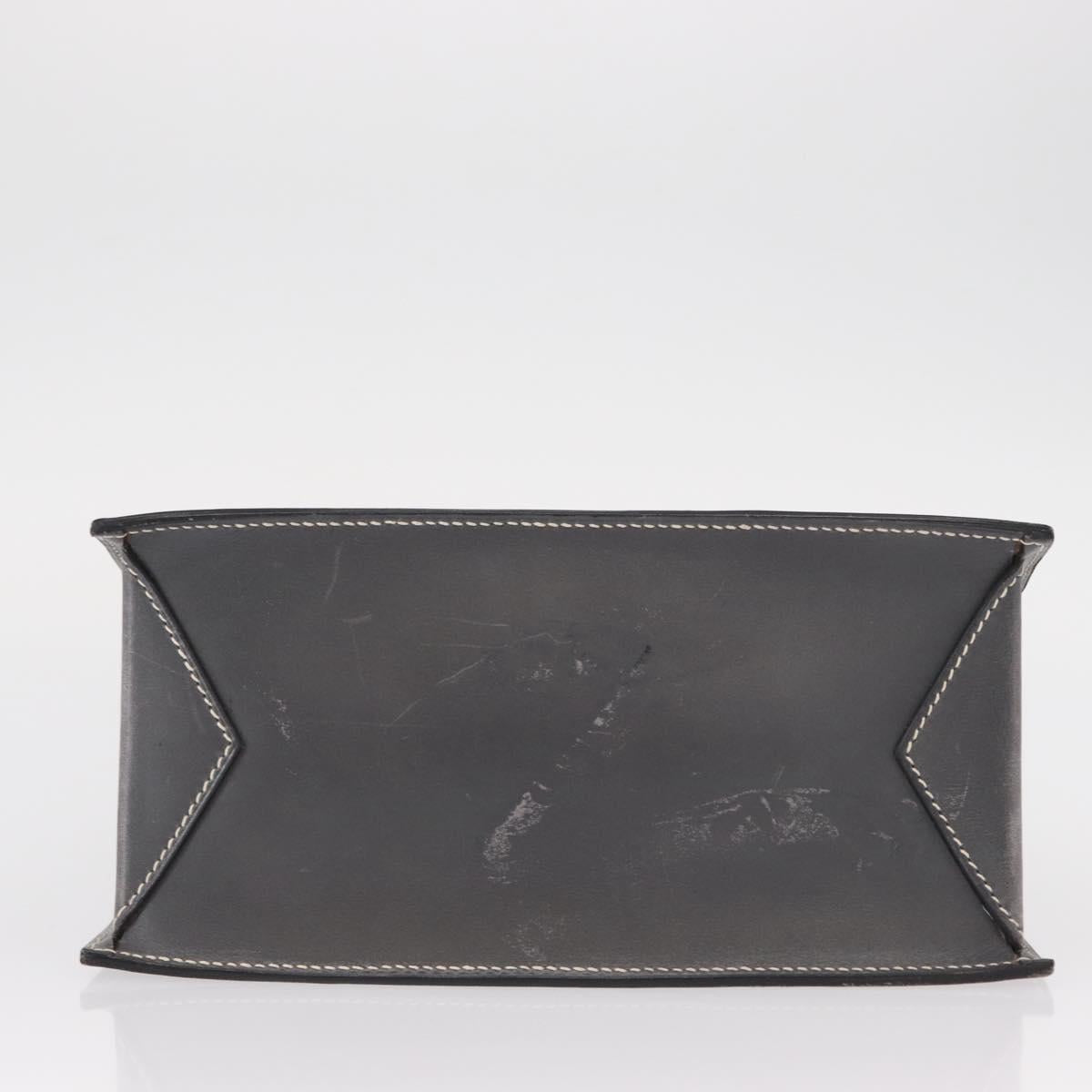 HERMES Lucy PM Hand Bag Leather Gray Auth BA8697