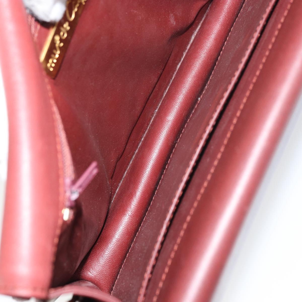 CARTIER Must Line Shoulder Bag Leather Bordeaux Gold Auth BA8699