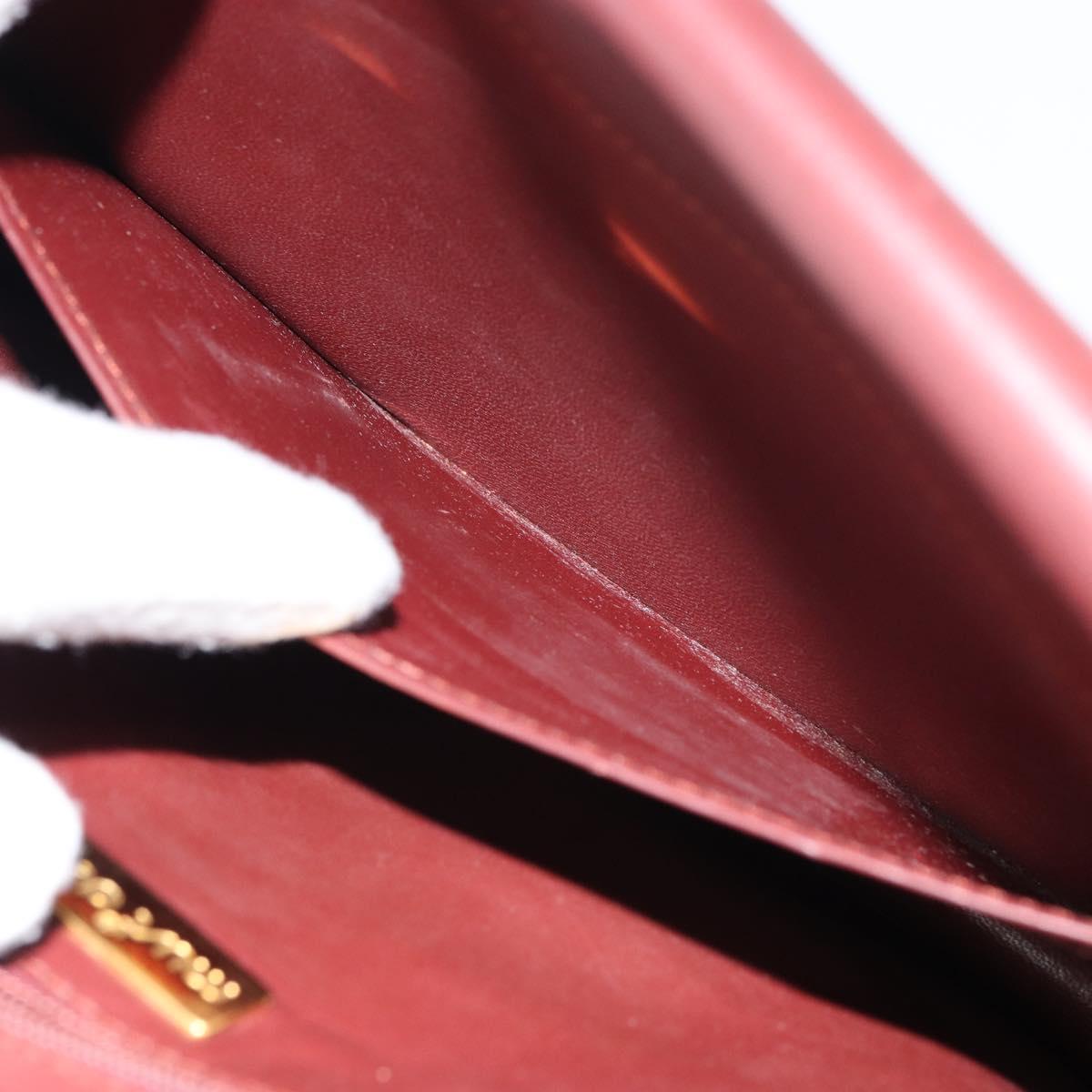 CARTIER Must Line Shoulder Bag Leather Bordeaux Gold Auth BA8699