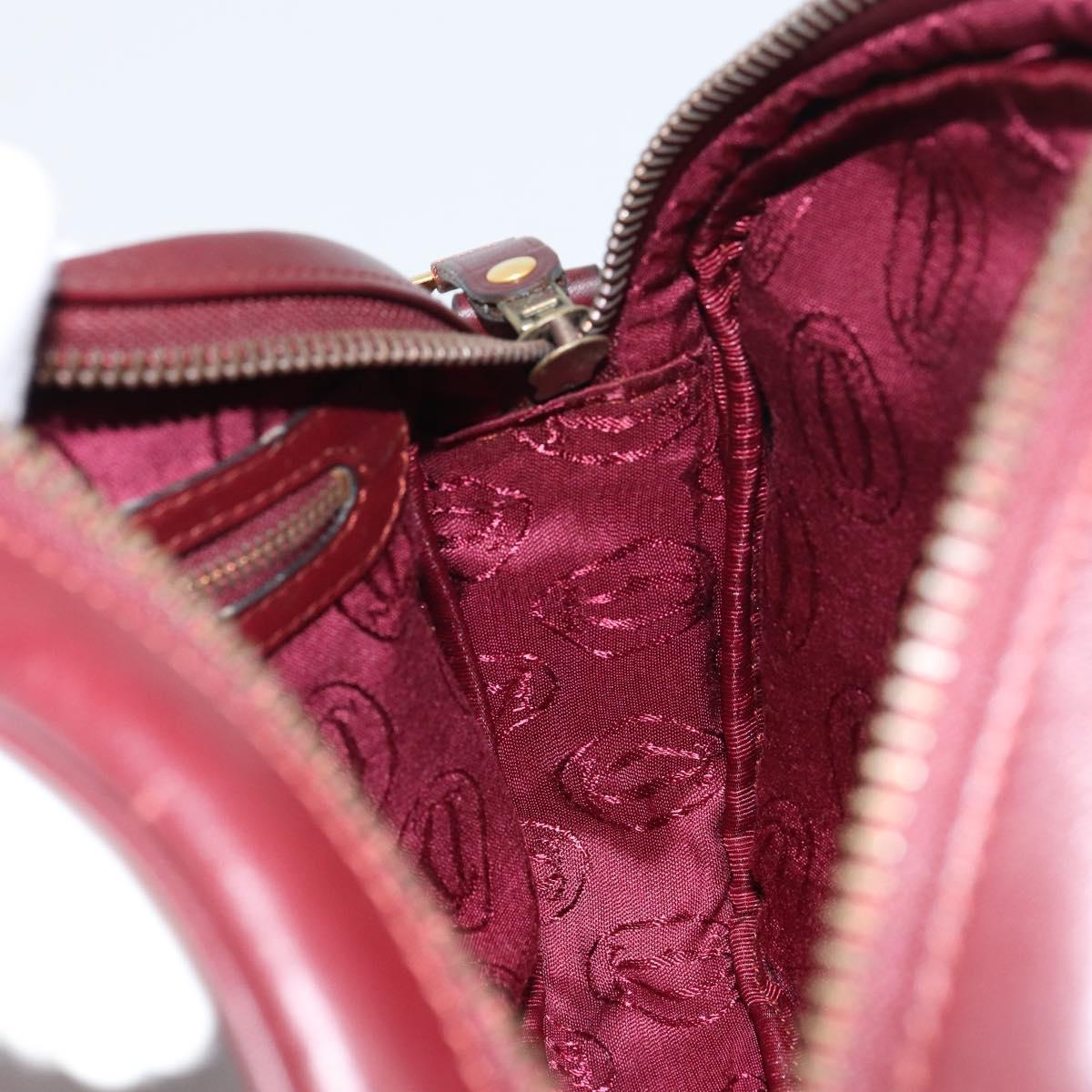 CARTIER Must Line Shoulder Bag Leather Bordeaux Gold Auth BA8700