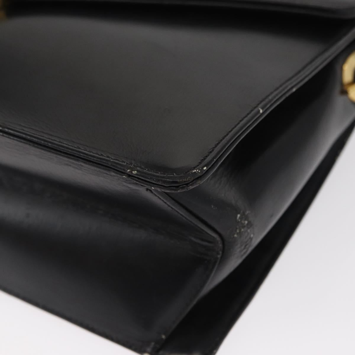 Christian Dior Shoulder Bag Leather Black Gold Auth BA8701