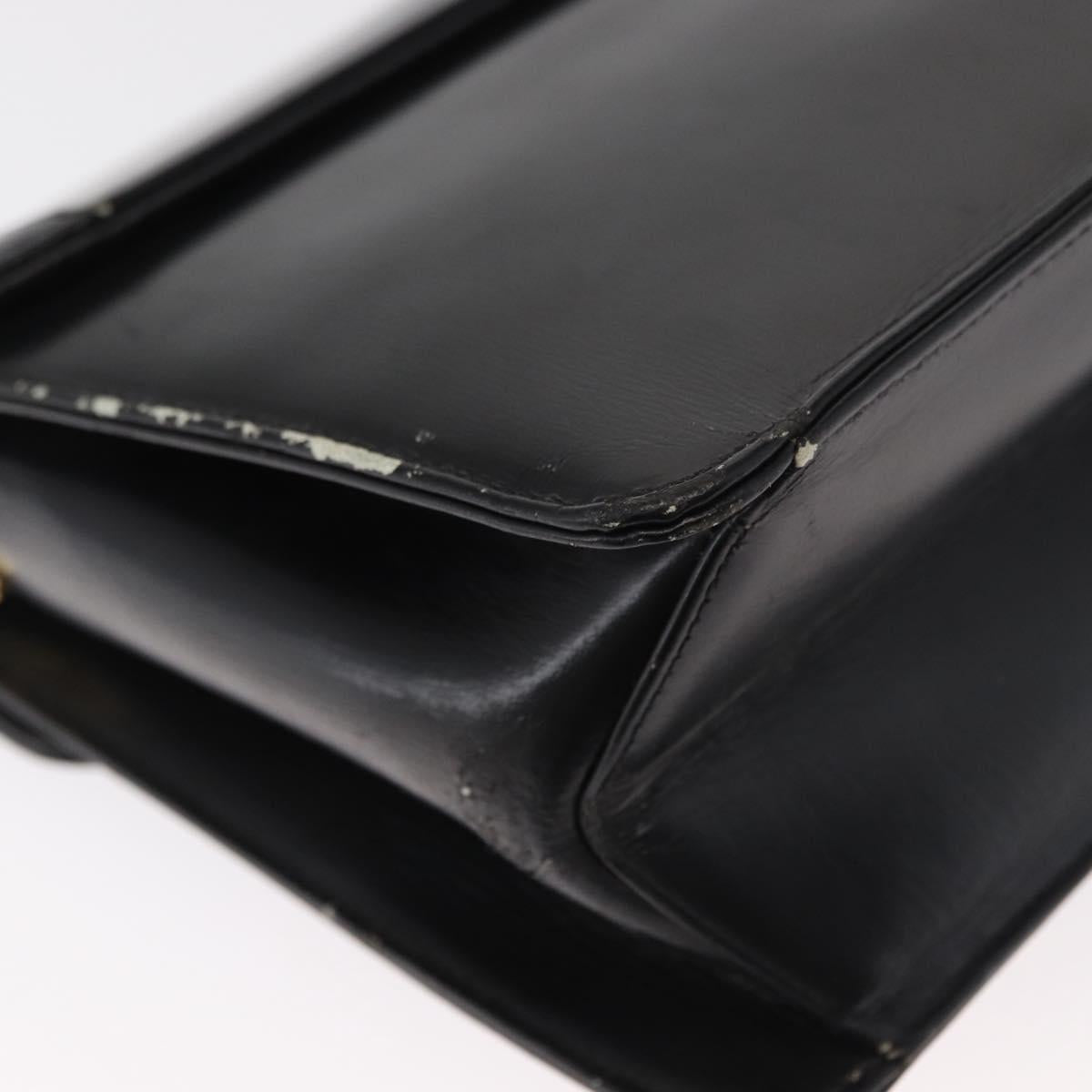 Christian Dior Shoulder Bag Leather Black Gold Auth BA8701