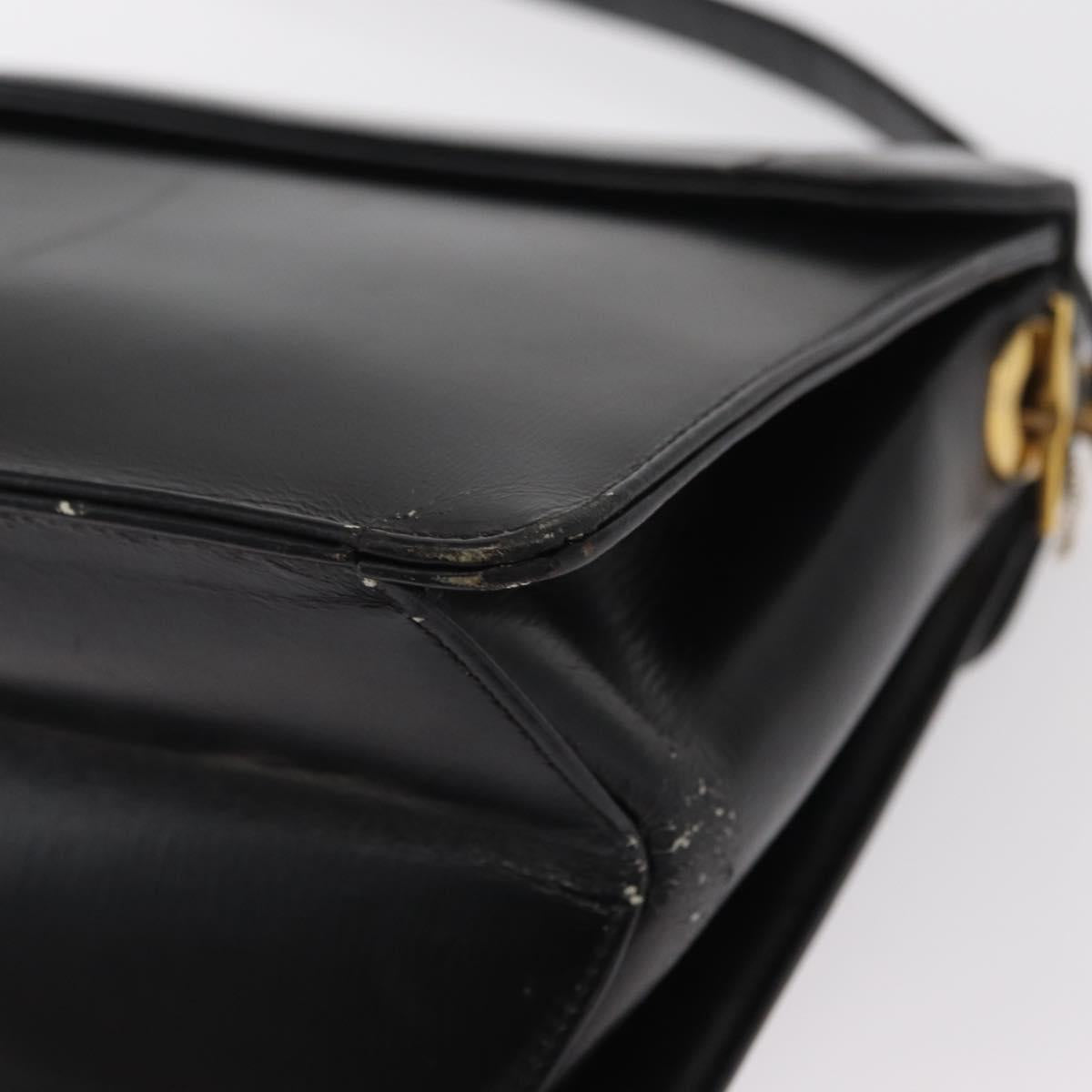 Christian Dior Shoulder Bag Leather Black Gold Auth BA8701