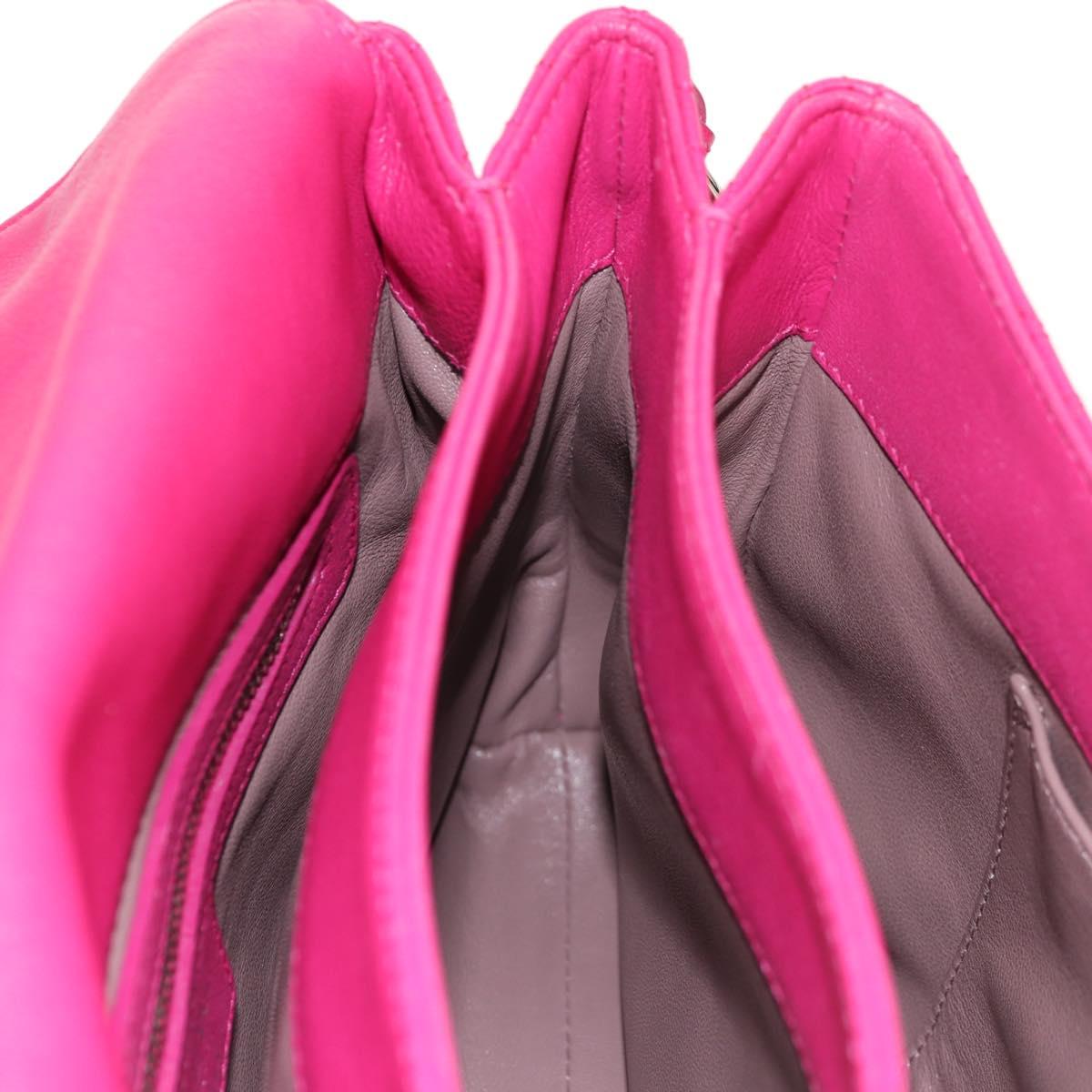 Christian Dior Canage Chain Shoulder Bag Pink Silver Auth BA8702V