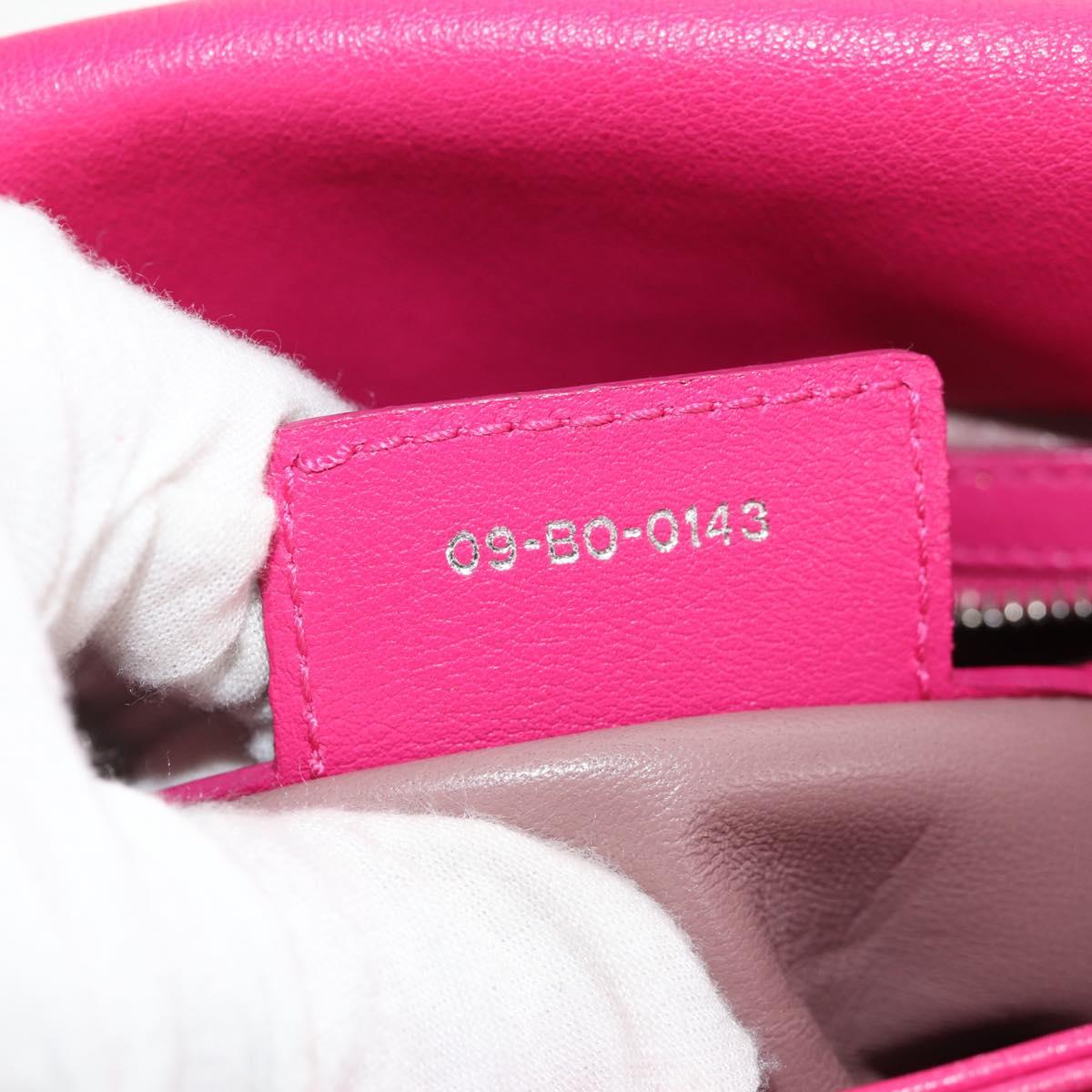 Christian Dior Canage Chain Shoulder Bag Pink Silver Auth BA8702V