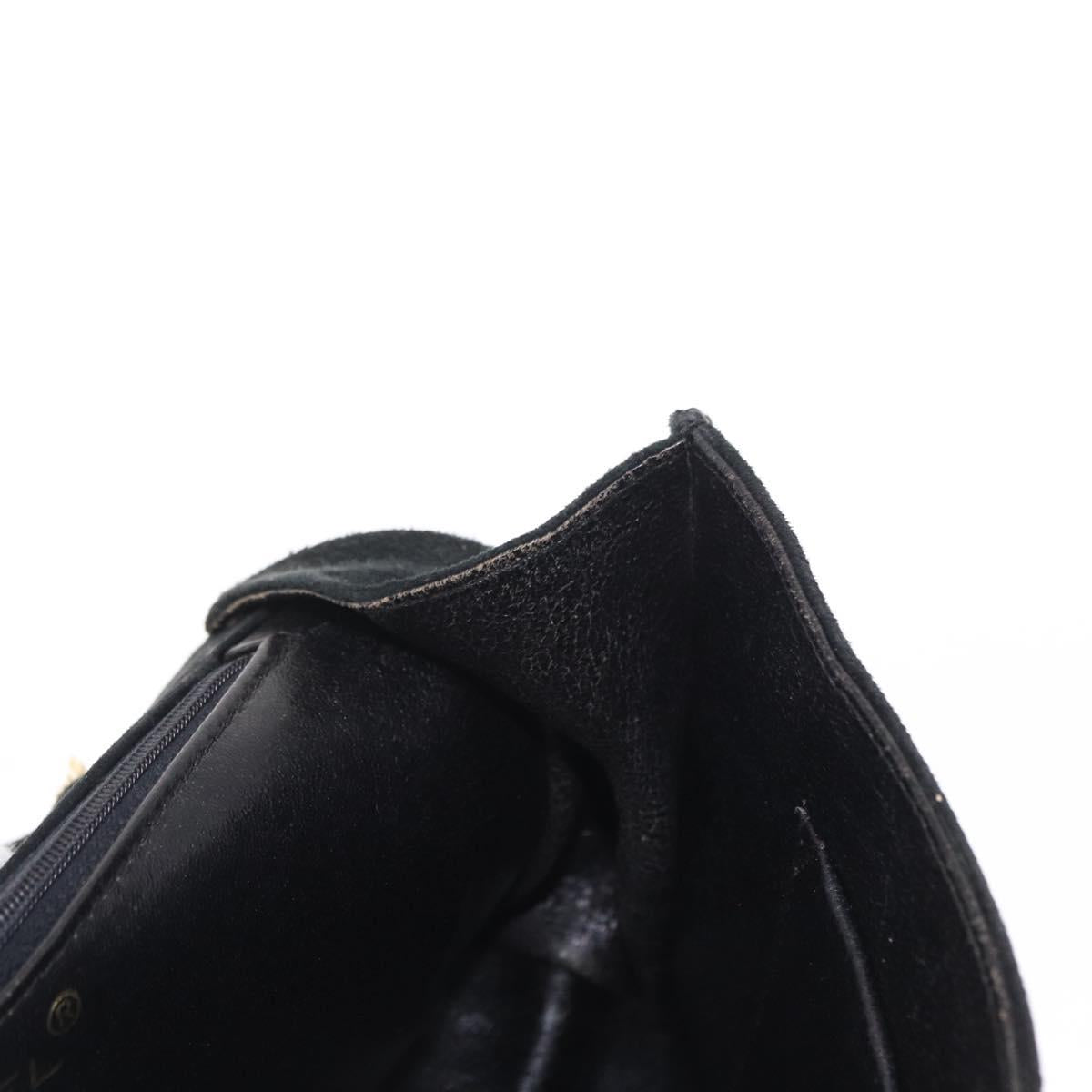 CHANEL Chain Shoulder Bag Suede Black Gold CC Auth BA8703