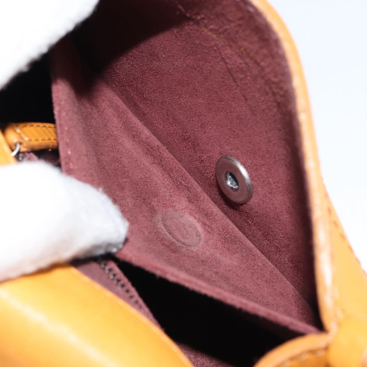CHANEL Matelasse Chain Shoulder Bag Leather Orange CC Auth BA8705