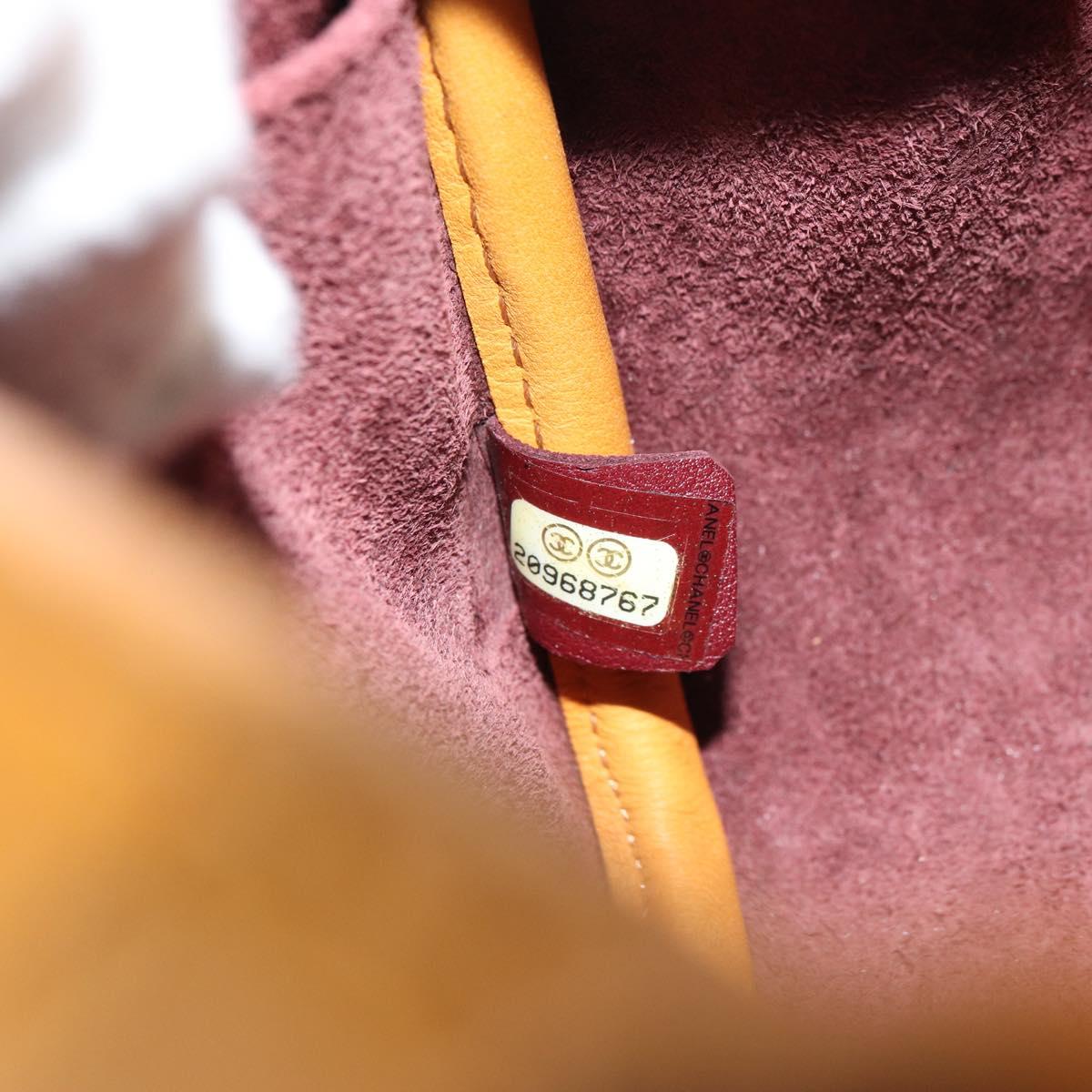 CHANEL Matelasse Chain Shoulder Bag Leather Orange CC Auth BA8705