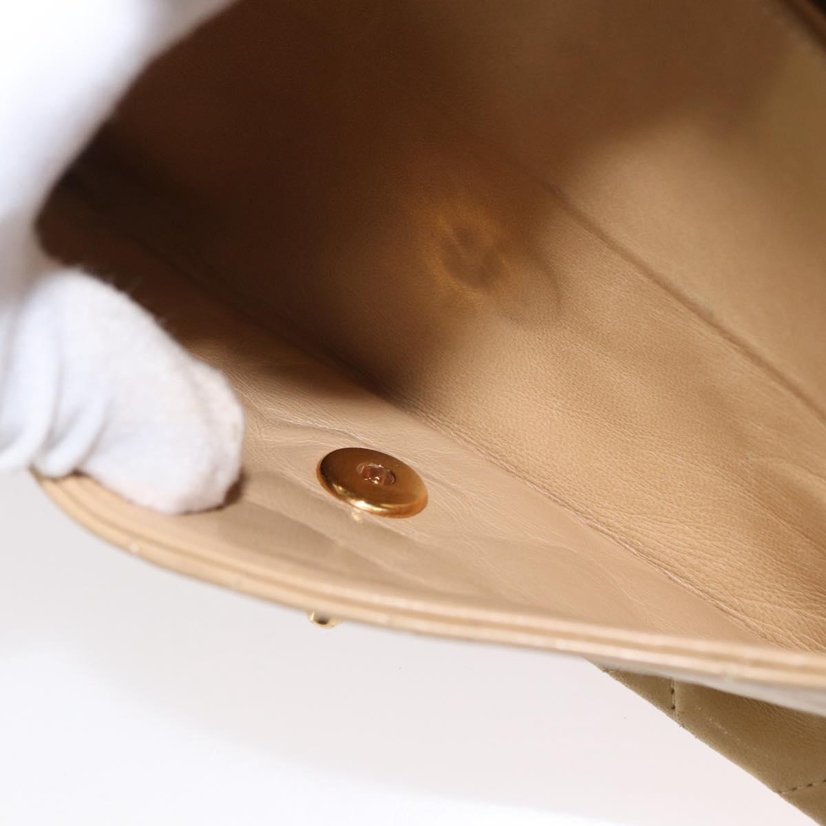 CHANEL Matelasse 25 Chain Shoulder Bag Lamb Skin Beige Gold CC Auth BA8707