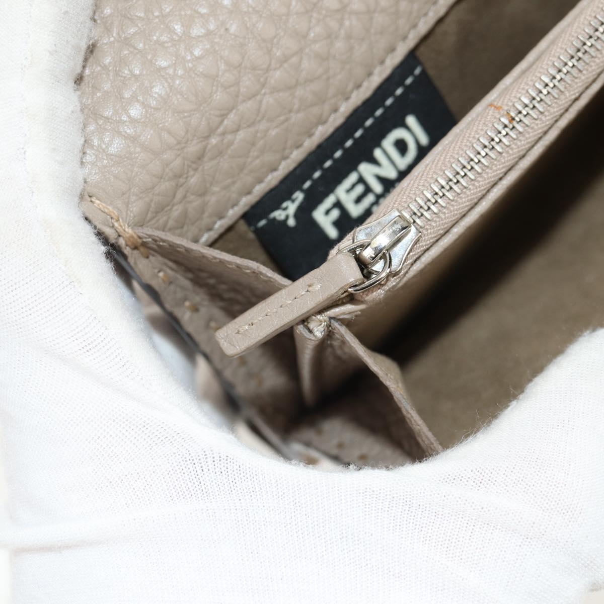 FENDI Seleria Peek A Boo Long Wallet Leather Beige Silver Auth BA8709V