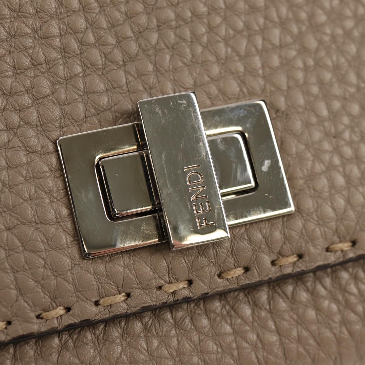 FENDI Seleria Peek A Boo Long Wallet Leather Beige Silver Auth BA8709V