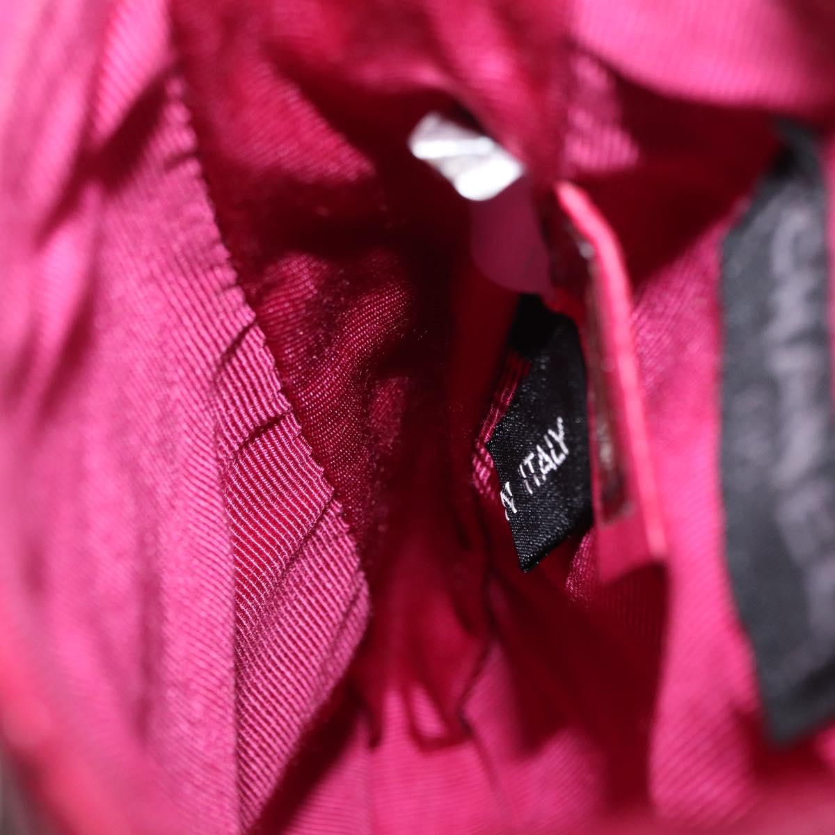 CHANEL Choco Bar line Chain Shoulder Bag Leather Pink Silver CC Auth BA8714