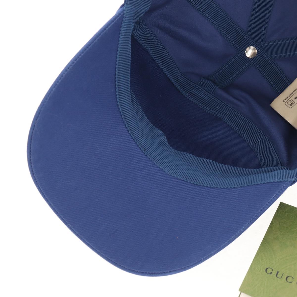 GUCCI Baseball Cap Cotton Blue 773135 Auth BA8717V