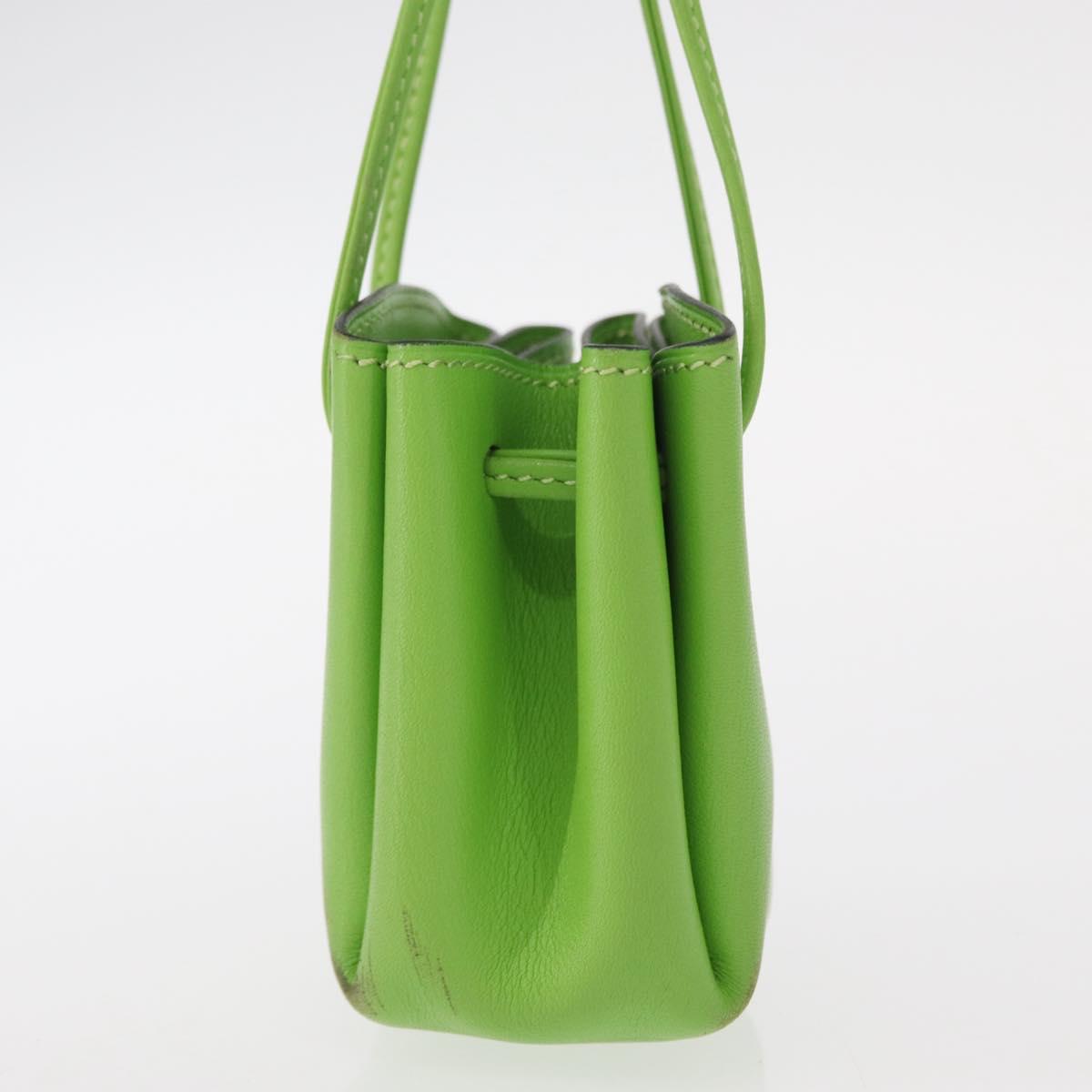 HERMES Vespa Pouch Leather Green Auth BA8722