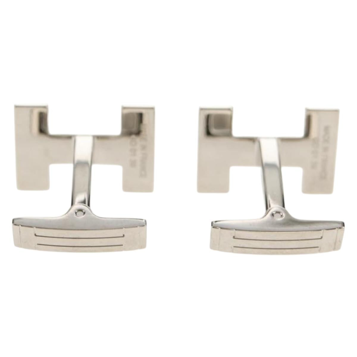 HERMES H Cuffs metal Silver Auth BA8723V