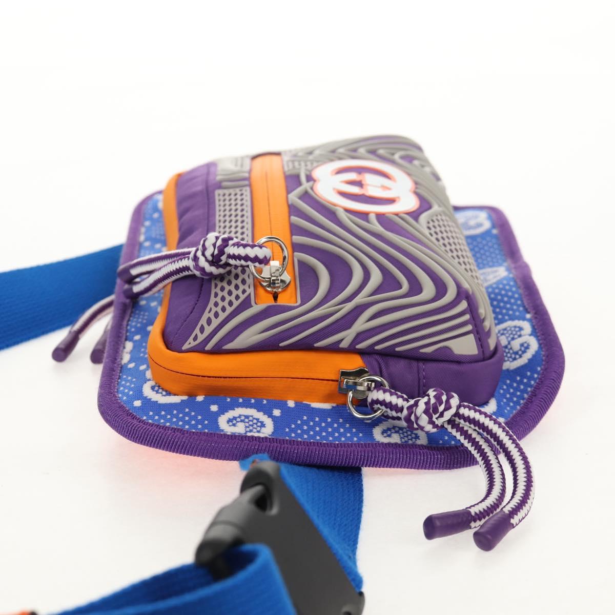 GUCCI Waist bag Nylon Blue Silver 752102 Auth BA8729V