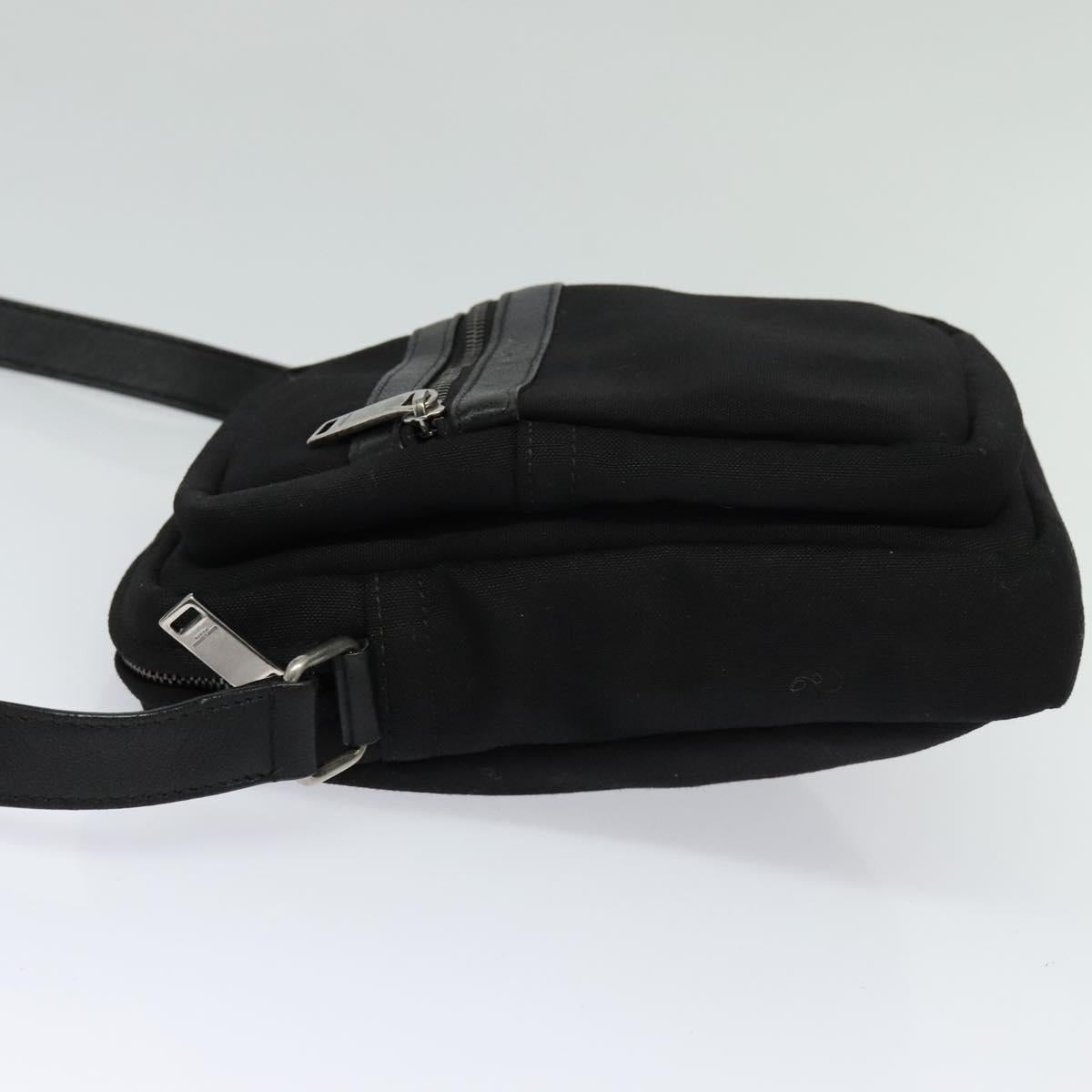 SAINT LAURENT Shoulder Bag Canvas Black Auth BA873