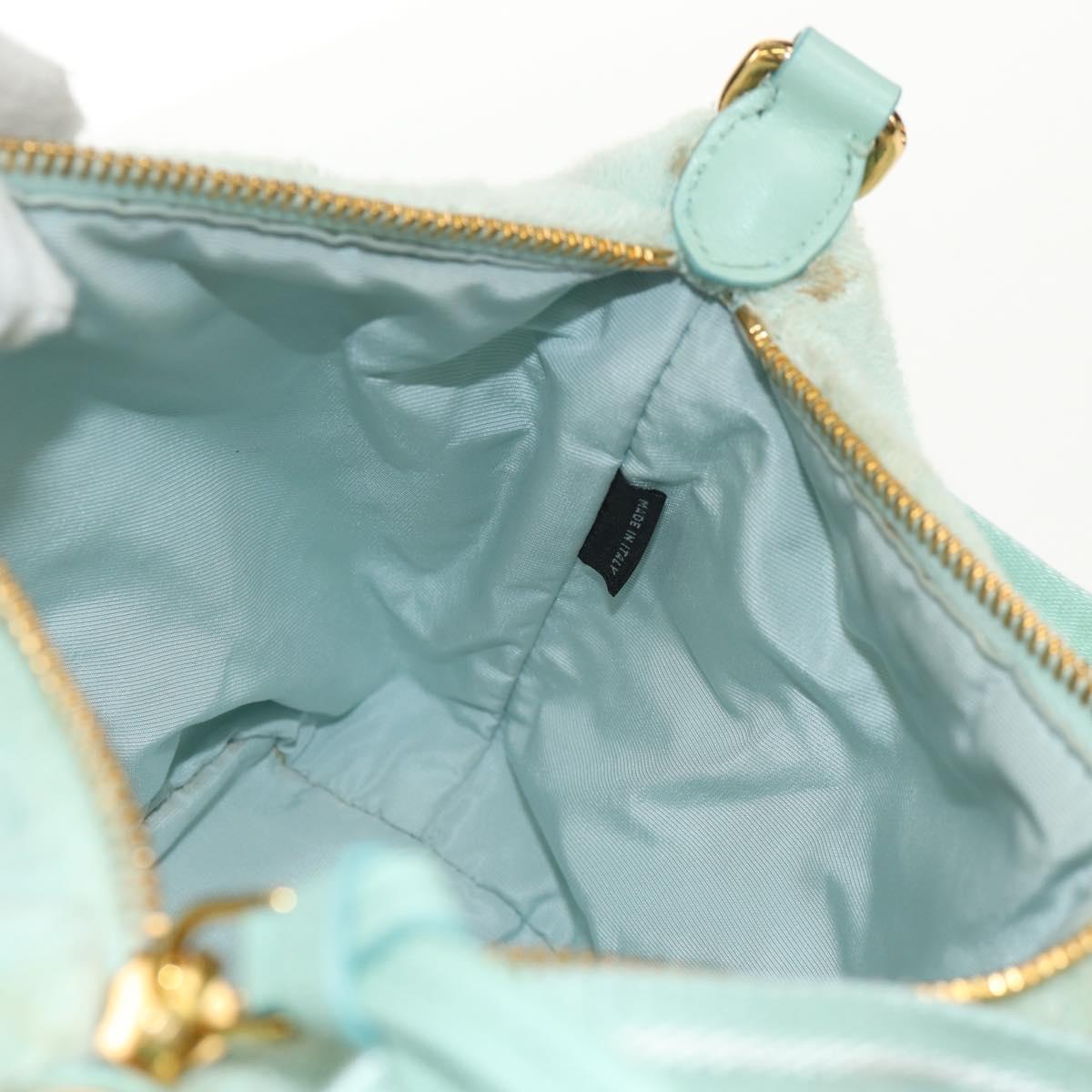 Miu Miu Shoulder Bag pile Turquoise Blue Gold Auth BA8734V