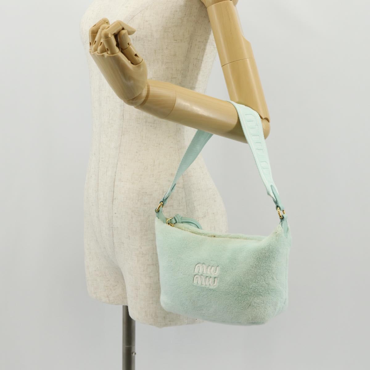 Miu Miu Shoulder Bag pile Turquoise Blue Gold Auth BA8734V