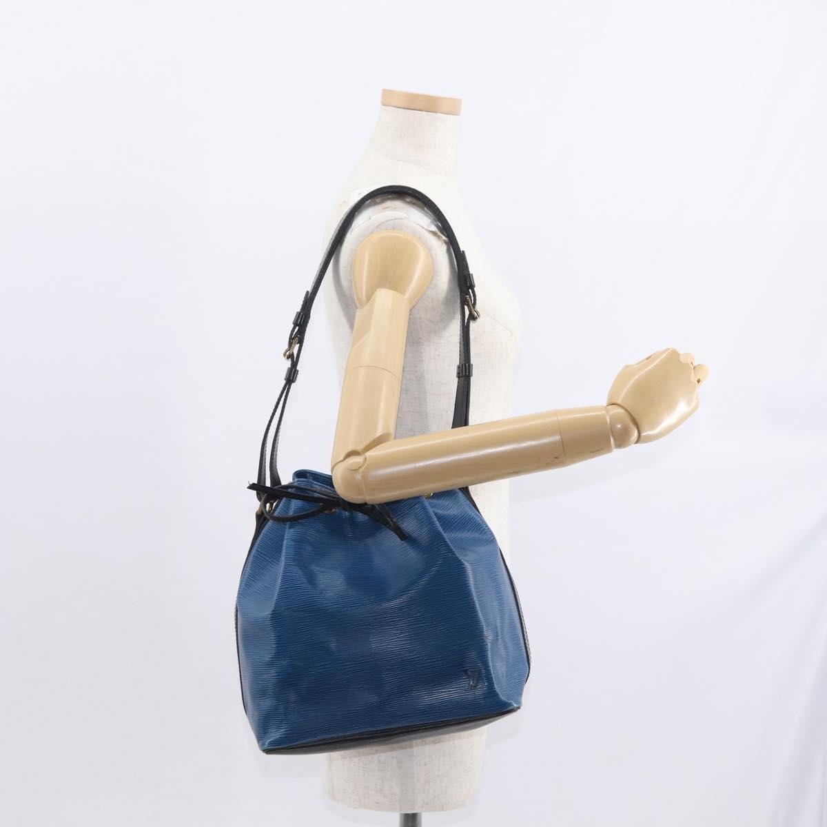 LOUIS VUITTON Epi Petit Noe Bag Bicolor Black Blue M44152 LV Auth BA8744