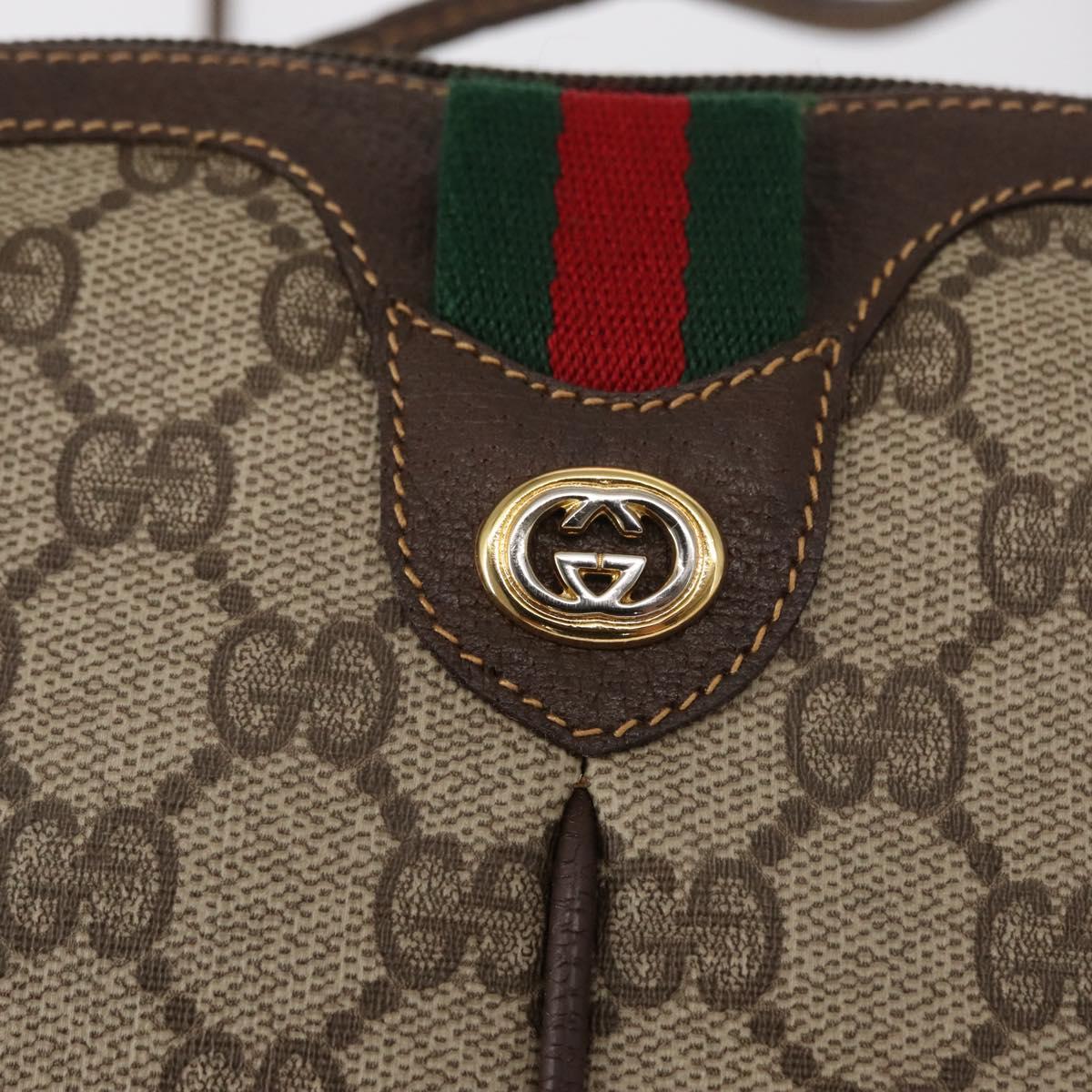 GUCCI GG Supreme Web Sherry Line Bag PVC Beige Gold 904 02 047 Auth BA8747