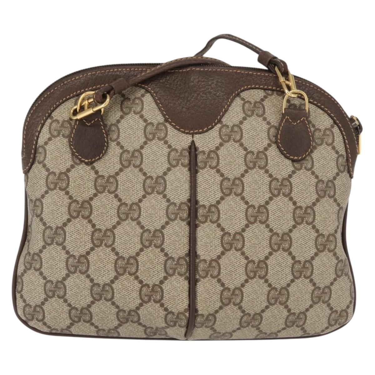 GUCCI GG Supreme Web Sherry Line Bag PVC Beige Gold 904 02 047 Auth BA8747