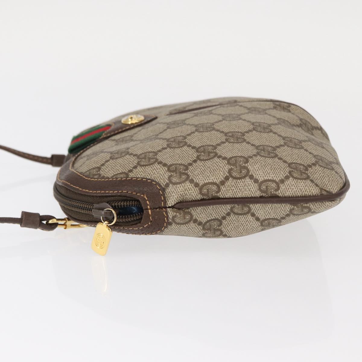 GUCCI GG Supreme Web Sherry Line Bag PVC Beige Gold 904 02 047 Auth BA8747