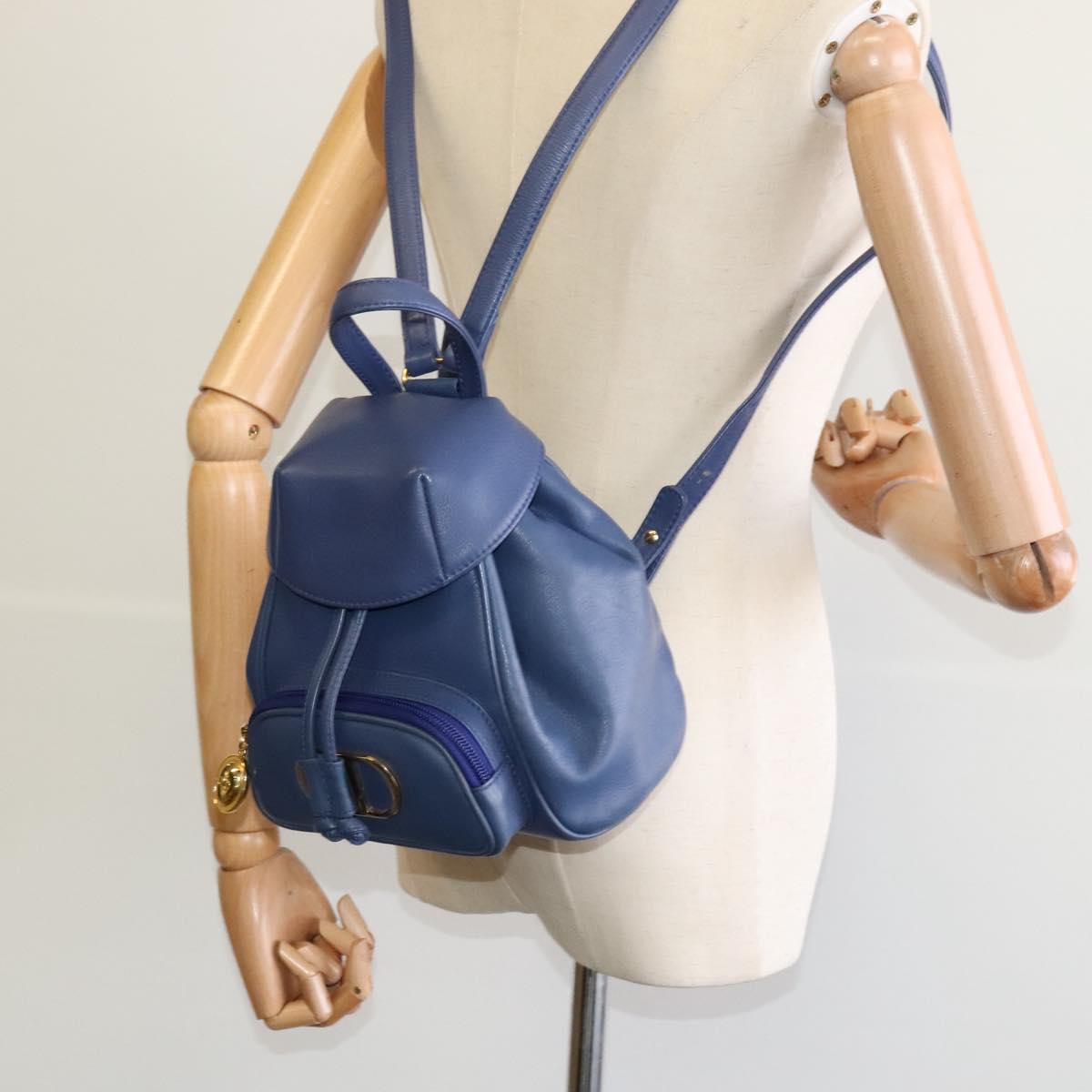 Christian Dior Backpack Leather Blue Auth BA875SAV