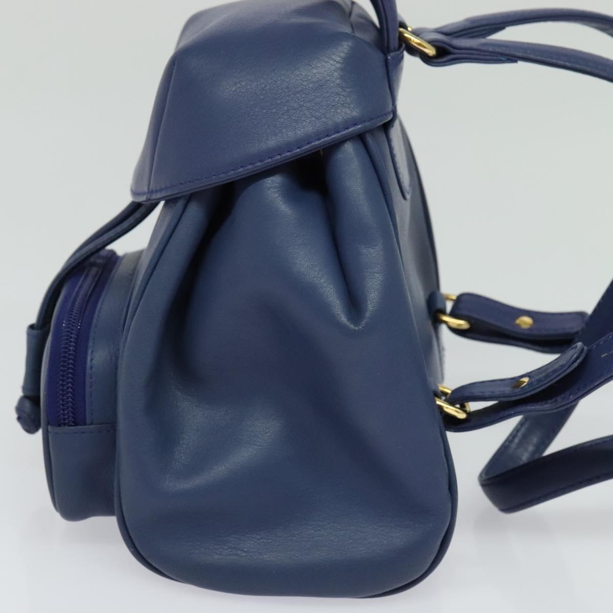 Christian Dior Backpack Leather Blue Auth BA875SAV
