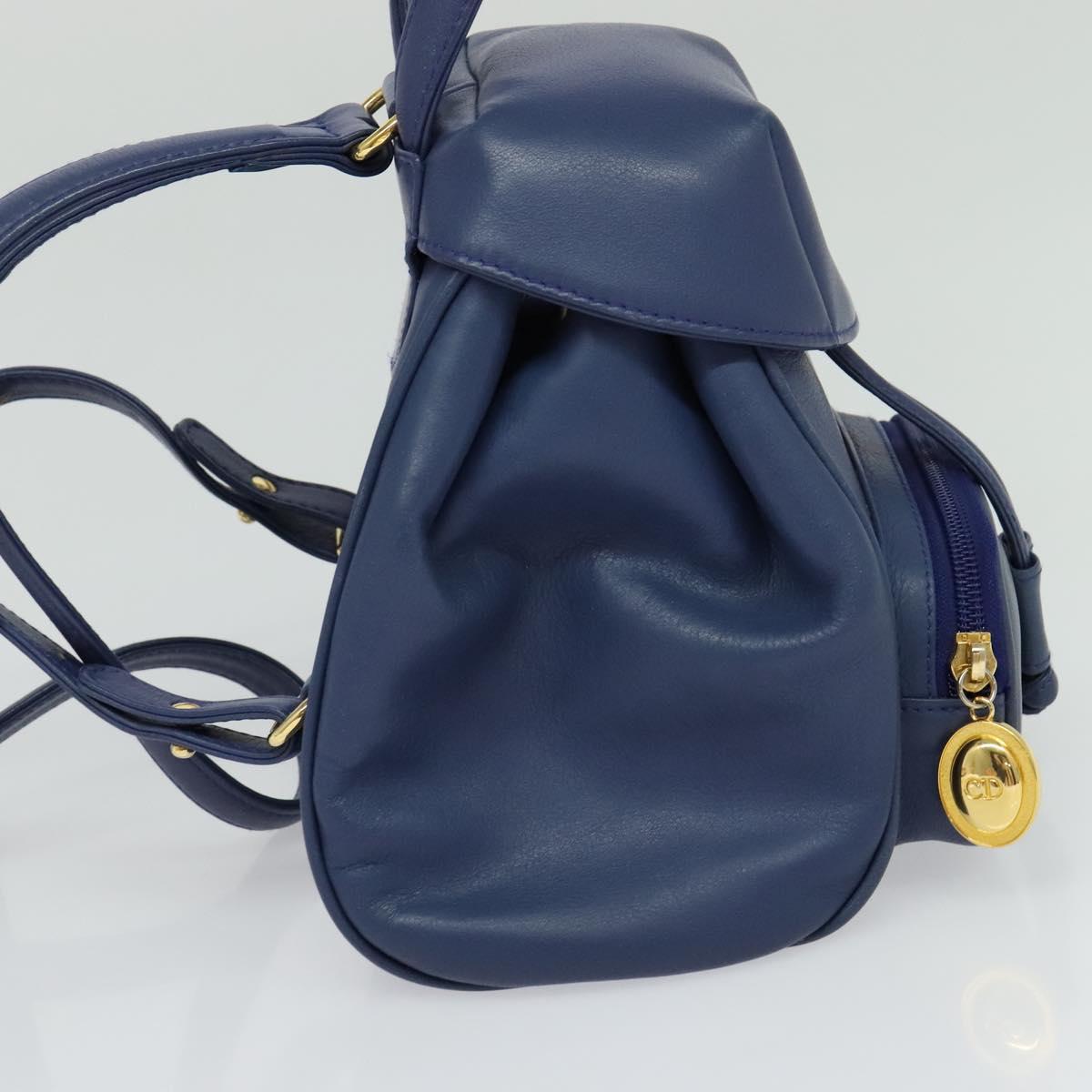 Christian Dior Backpack Leather Blue Auth BA875AV