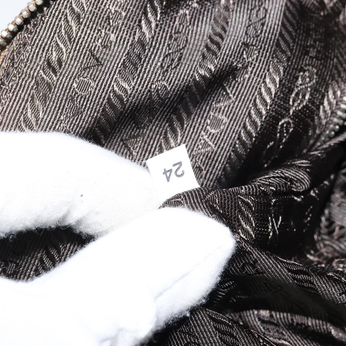 PRADA Hand Bag Canvas Silver Beige Auth BA8778