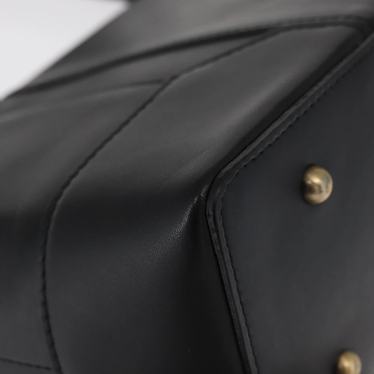 BURBERRY Tote Bag Leather Black Gold Auth BA8801