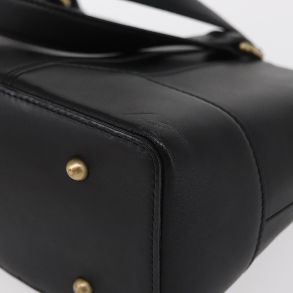 BURBERRY Tote Bag Leather Black Gold Auth BA8801