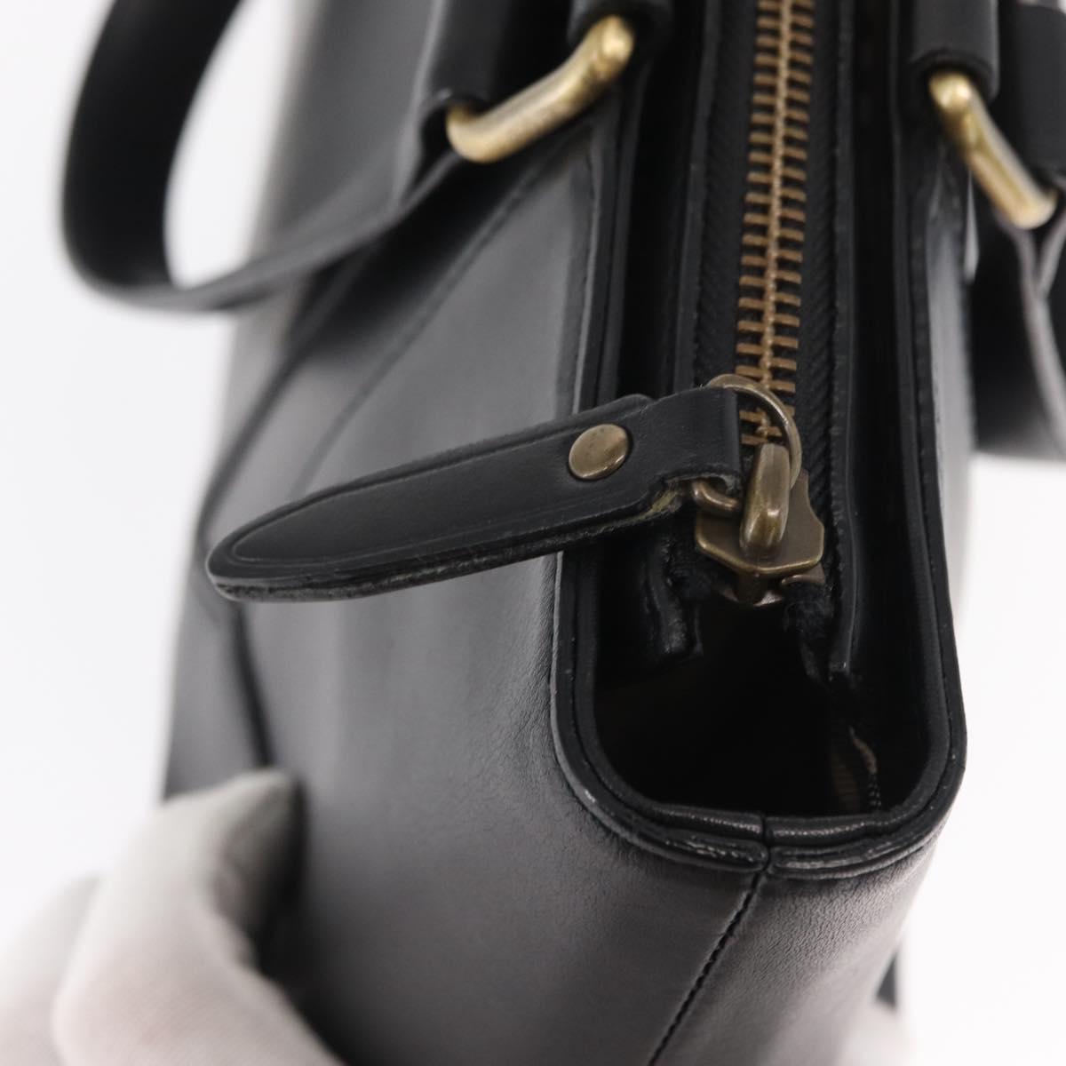 BURBERRY Tote Bag Leather Black Gold Auth BA8801
