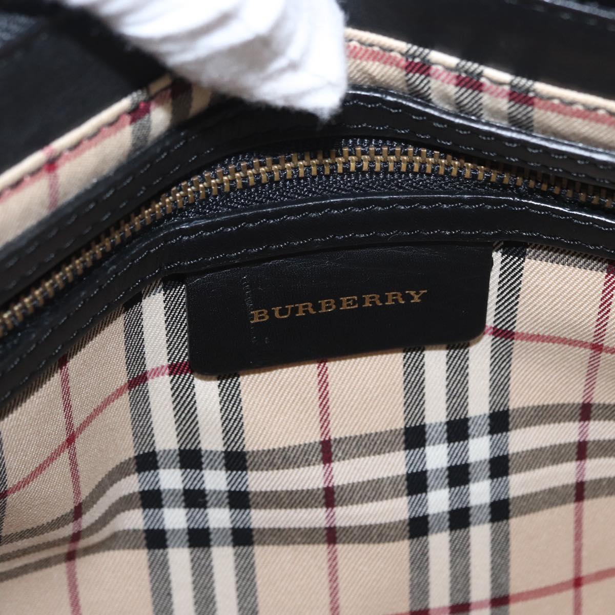 BURBERRY Tote Bag Leather Black Gold Auth BA8801