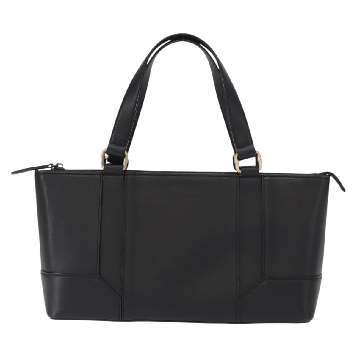 BURBERRY Tote Bag Leather Black Gold Auth BA8801