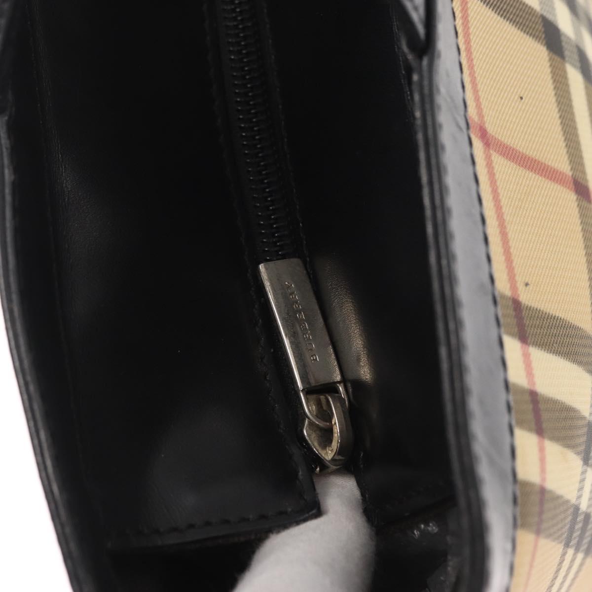 BURBERRY Nova Check Hand Bag PVC Beige Auth BA8803