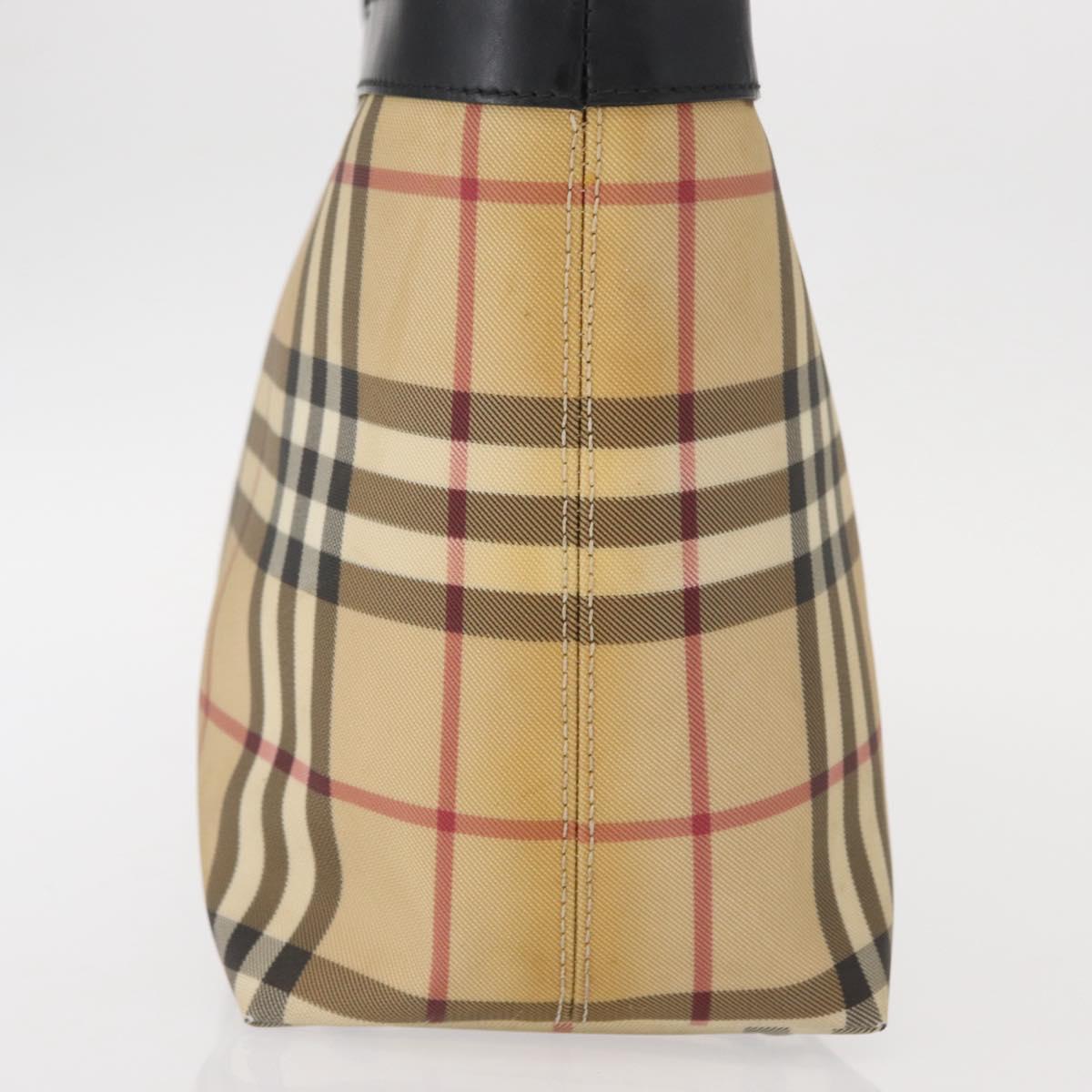 BURBERRY Nova Check Hand Bag PVC Beige Auth BA8803