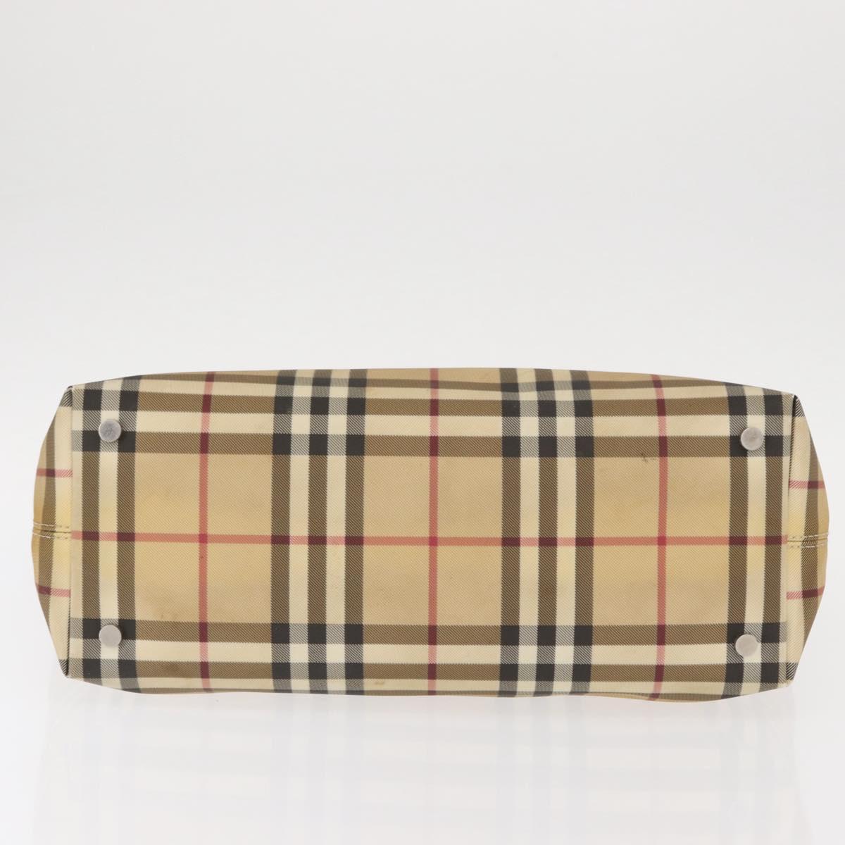 BURBERRY Nova Check Hand Bag PVC Beige Auth BA8803