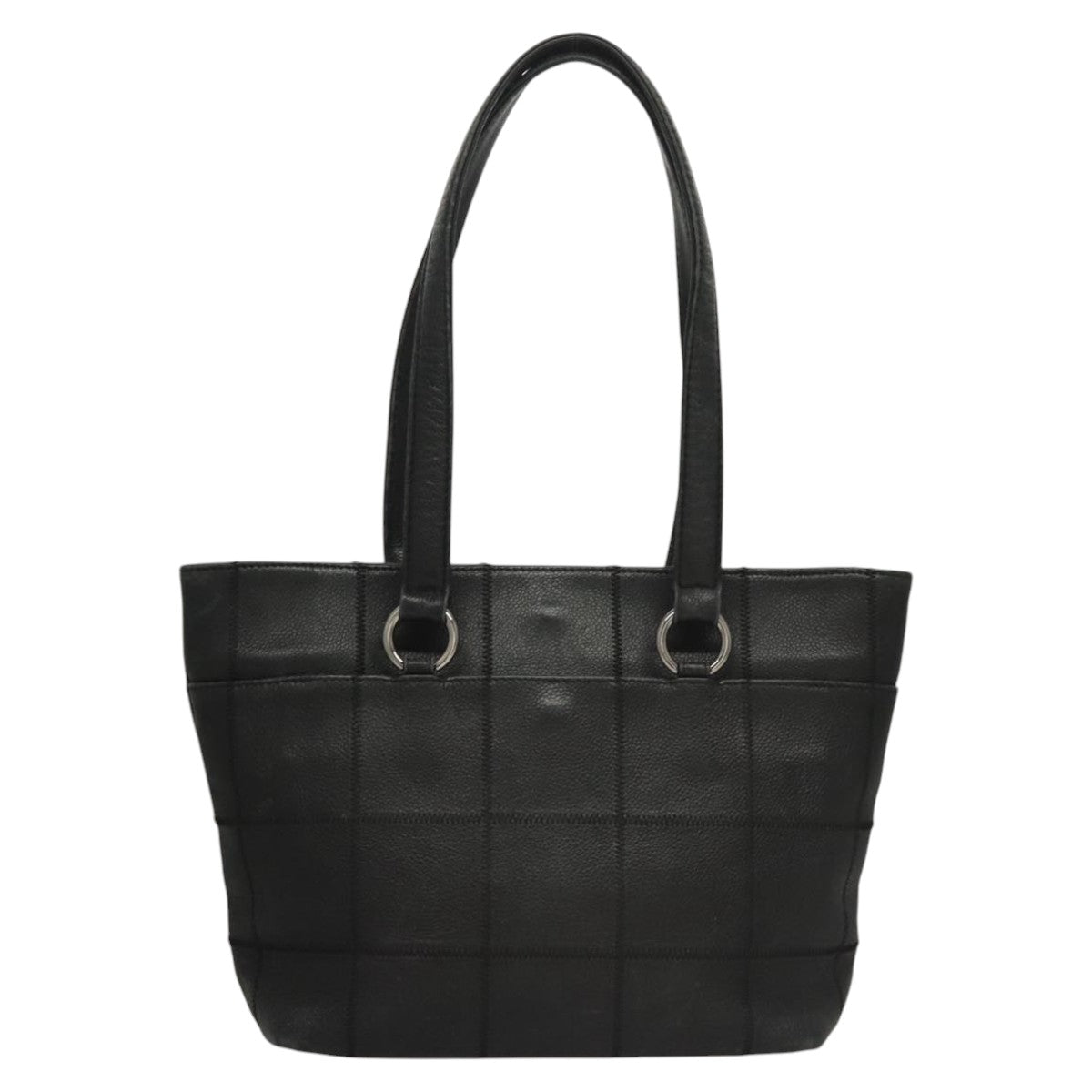 CHANEL Choco Bar Tote Bag Caviar Skin Black CC Auth BA881