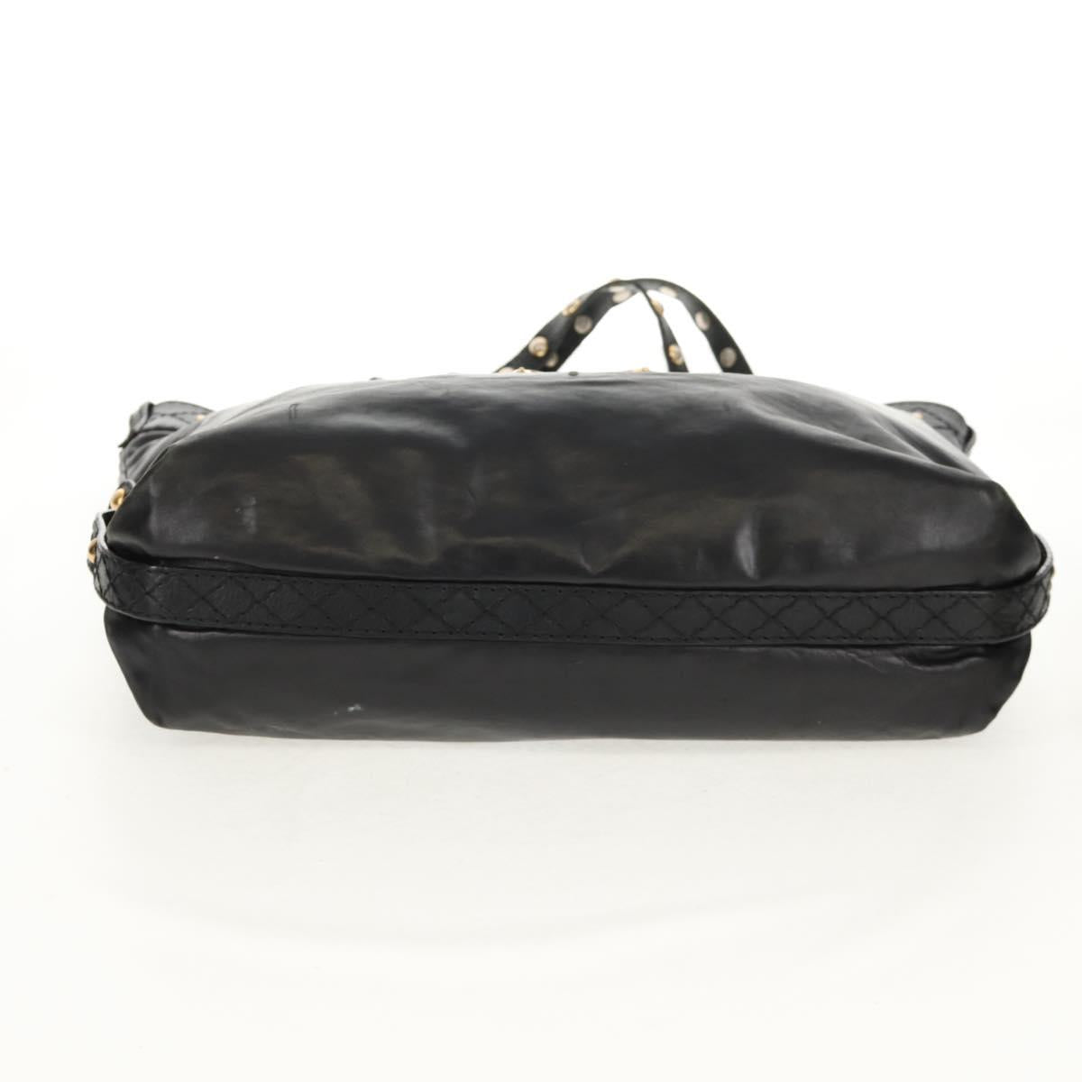 GUCCI Tote Bag Leather Black Gold 211959 Auth BA8823