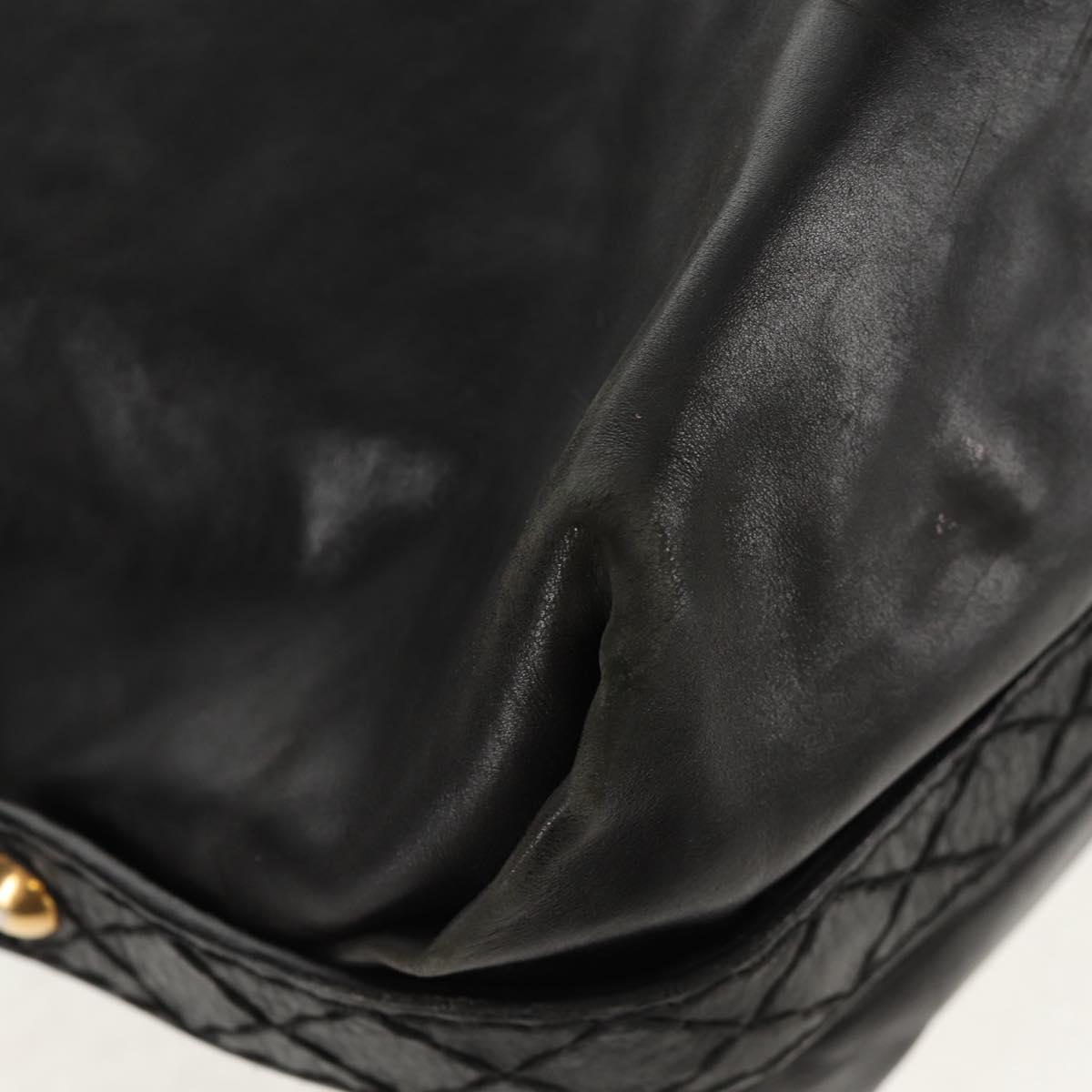 GUCCI Tote Bag Leather Black Gold 211959 Auth BA8823