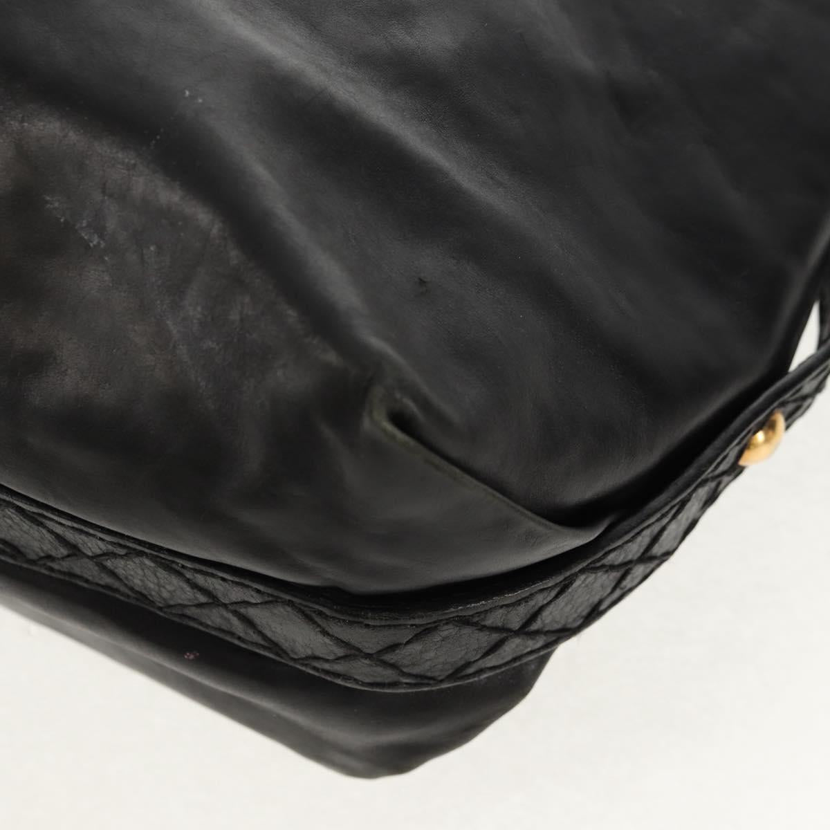 GUCCI Tote Bag Leather Black Gold 211959 Auth BA8823