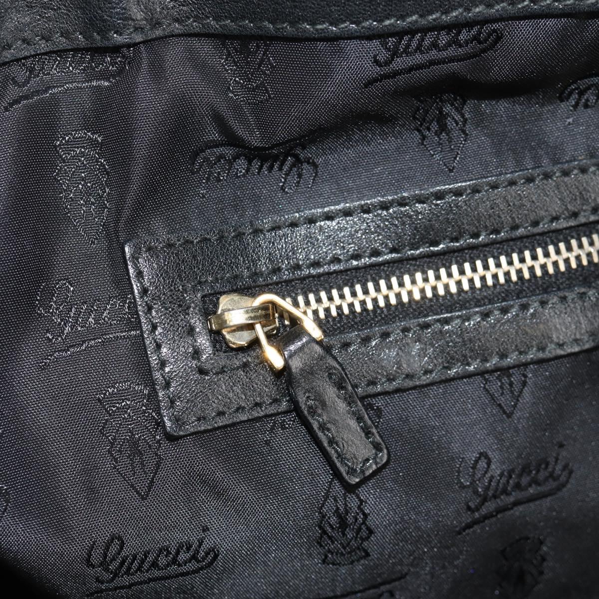 GUCCI Tote Bag Leather Black Gold 211959 Auth BA8823