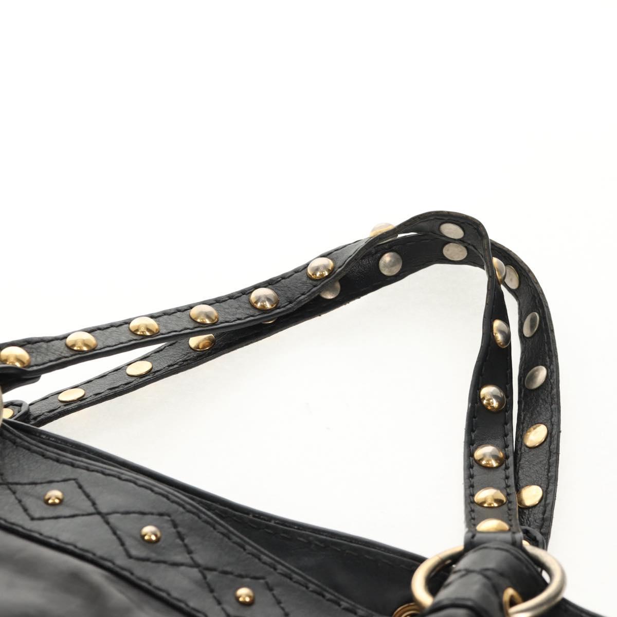 GUCCI Tote Bag Leather Black Gold 211959 Auth BA8823